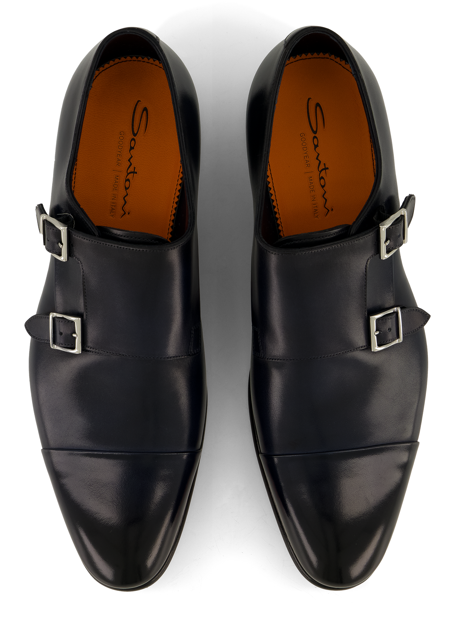 Dubbele gespschoenen van leer | BLUE NAVY