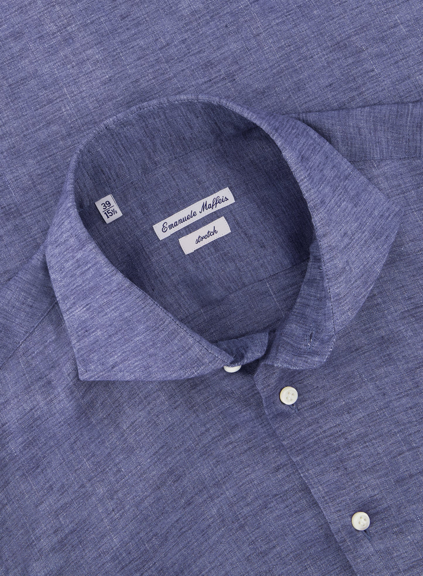 Stretch shirt van linnen | MID.BLAUW