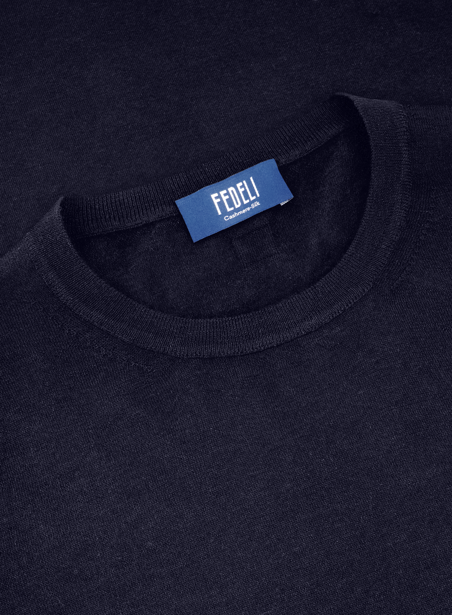 Longsleeve crewneck van cashmere en zijde | FULL_WIDTH | BLUE NAVY