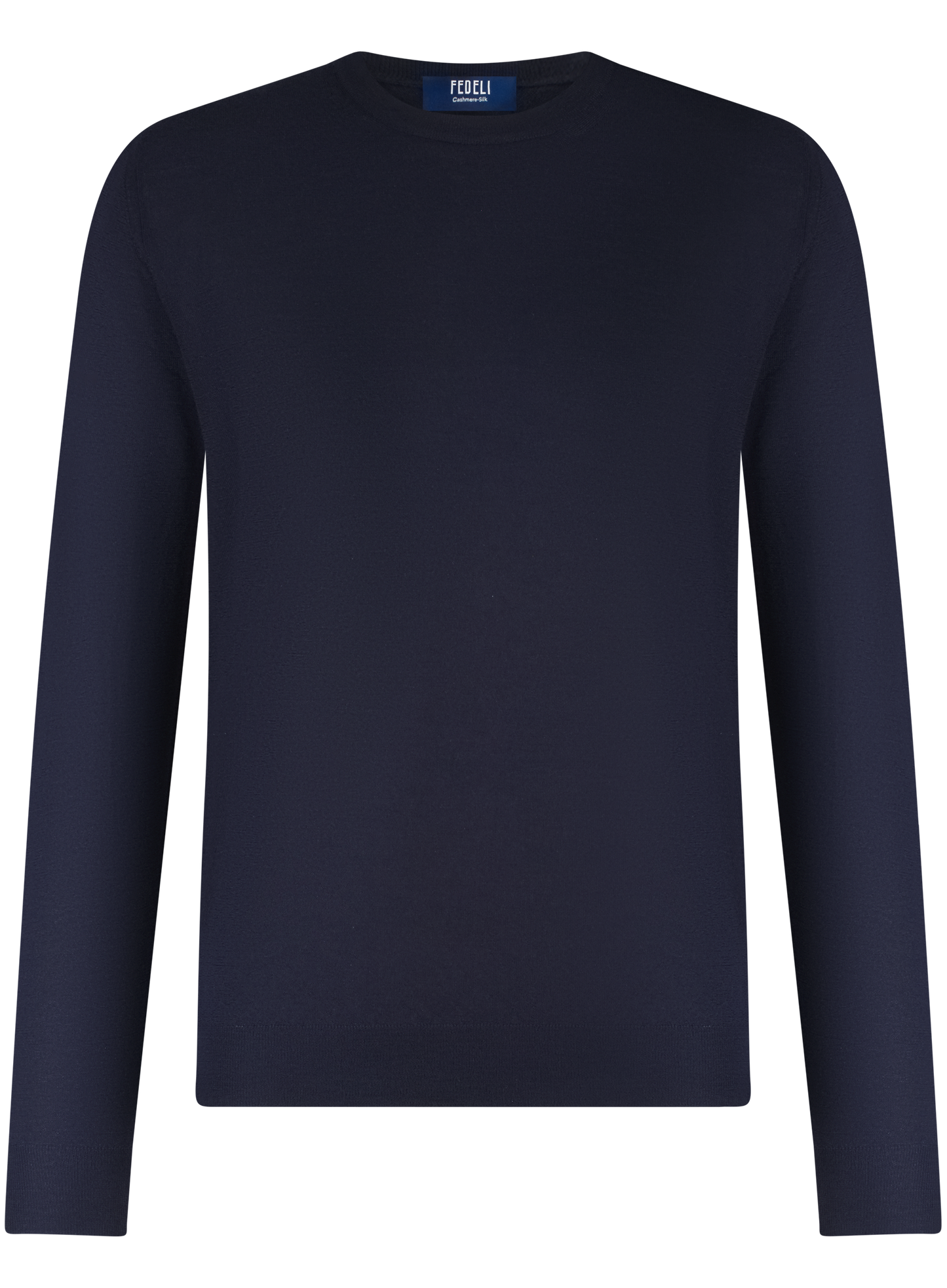 Longsleeve crewneck van cashmere en zijde | BLUE NAVY