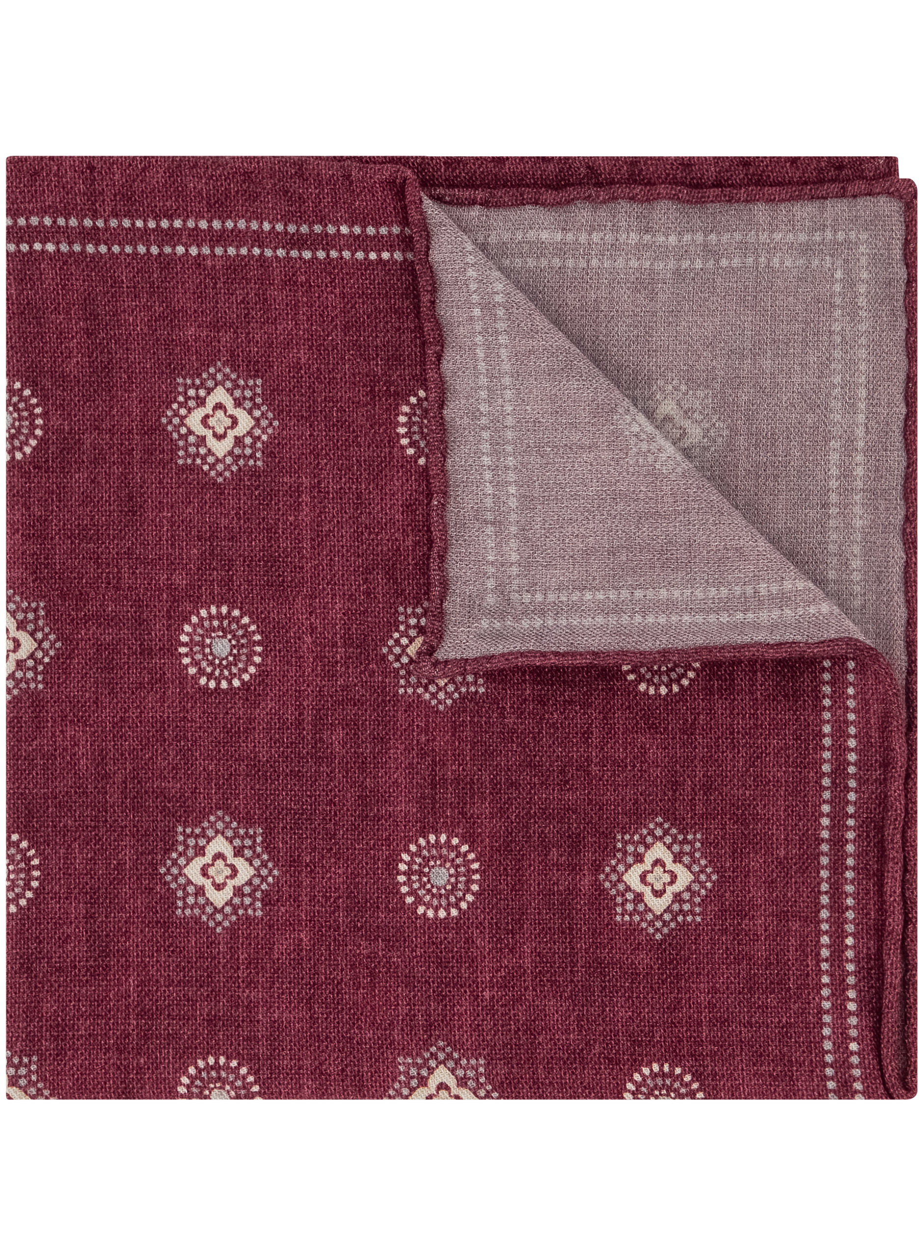 Pochet met print van wol en katoen | DARK BORDEAUX