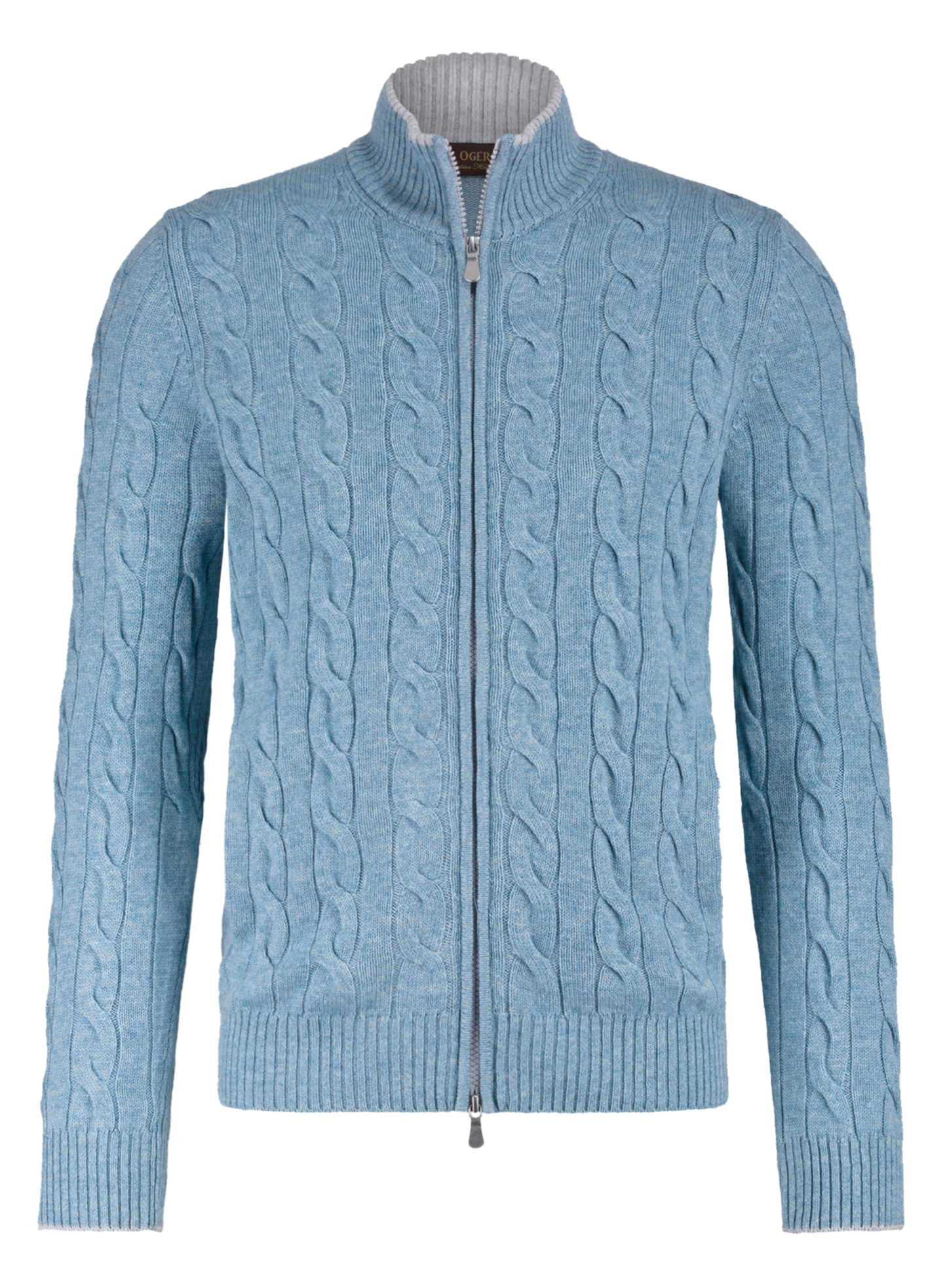 Kabelgebreid ritsvest van wol en cashmere | L.Blauw