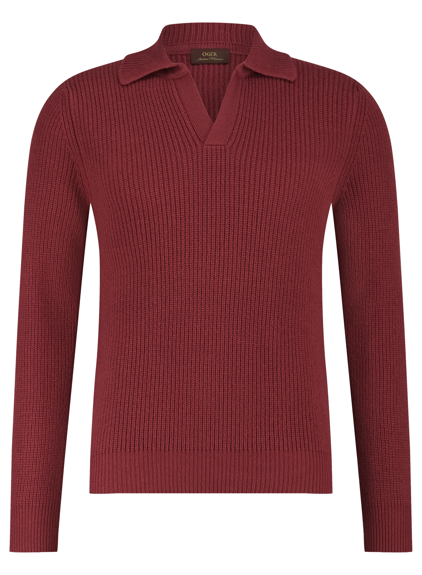 Buttonless polo van wol | Roest