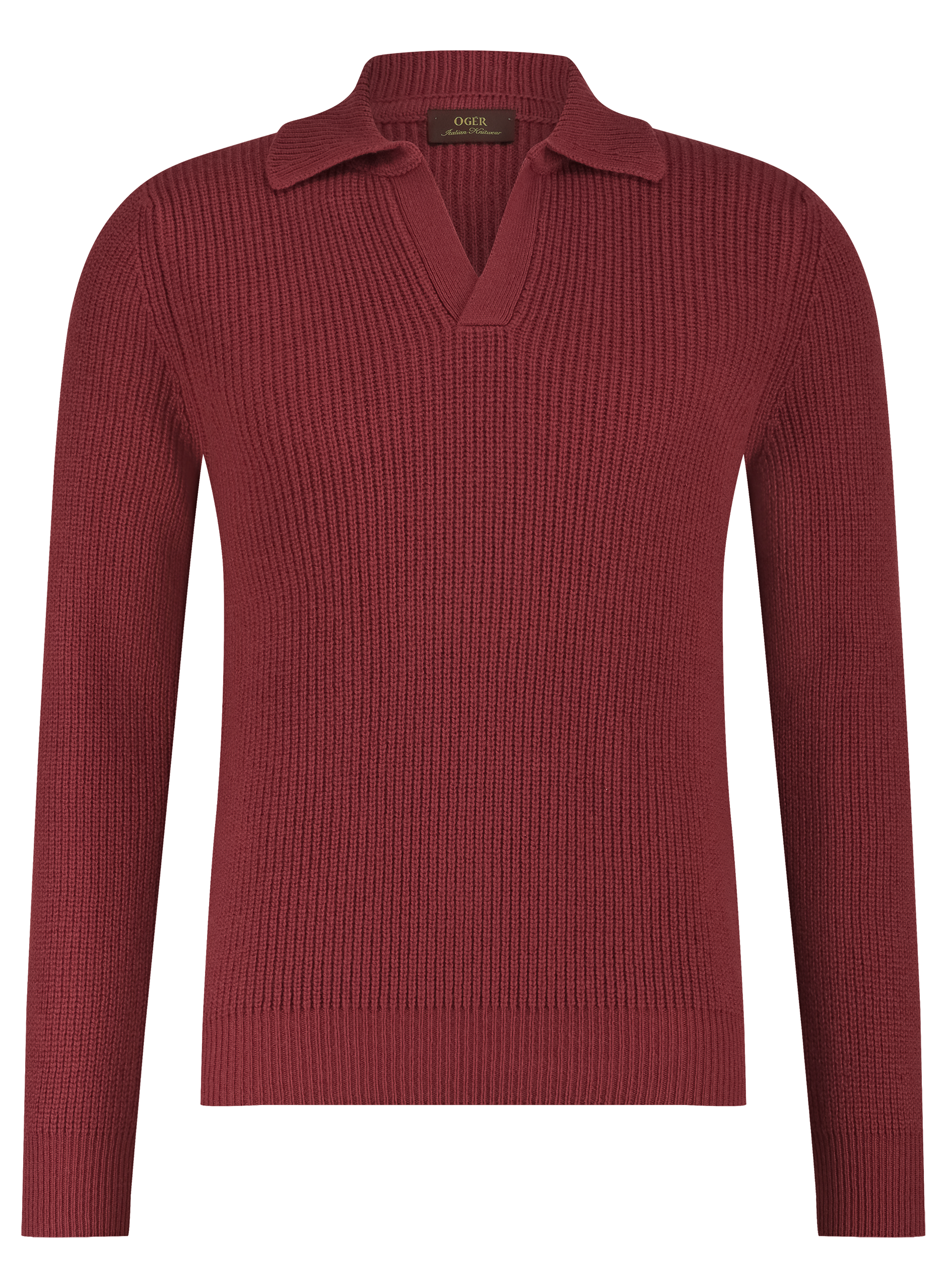 Buttonless polo van wol | Roest