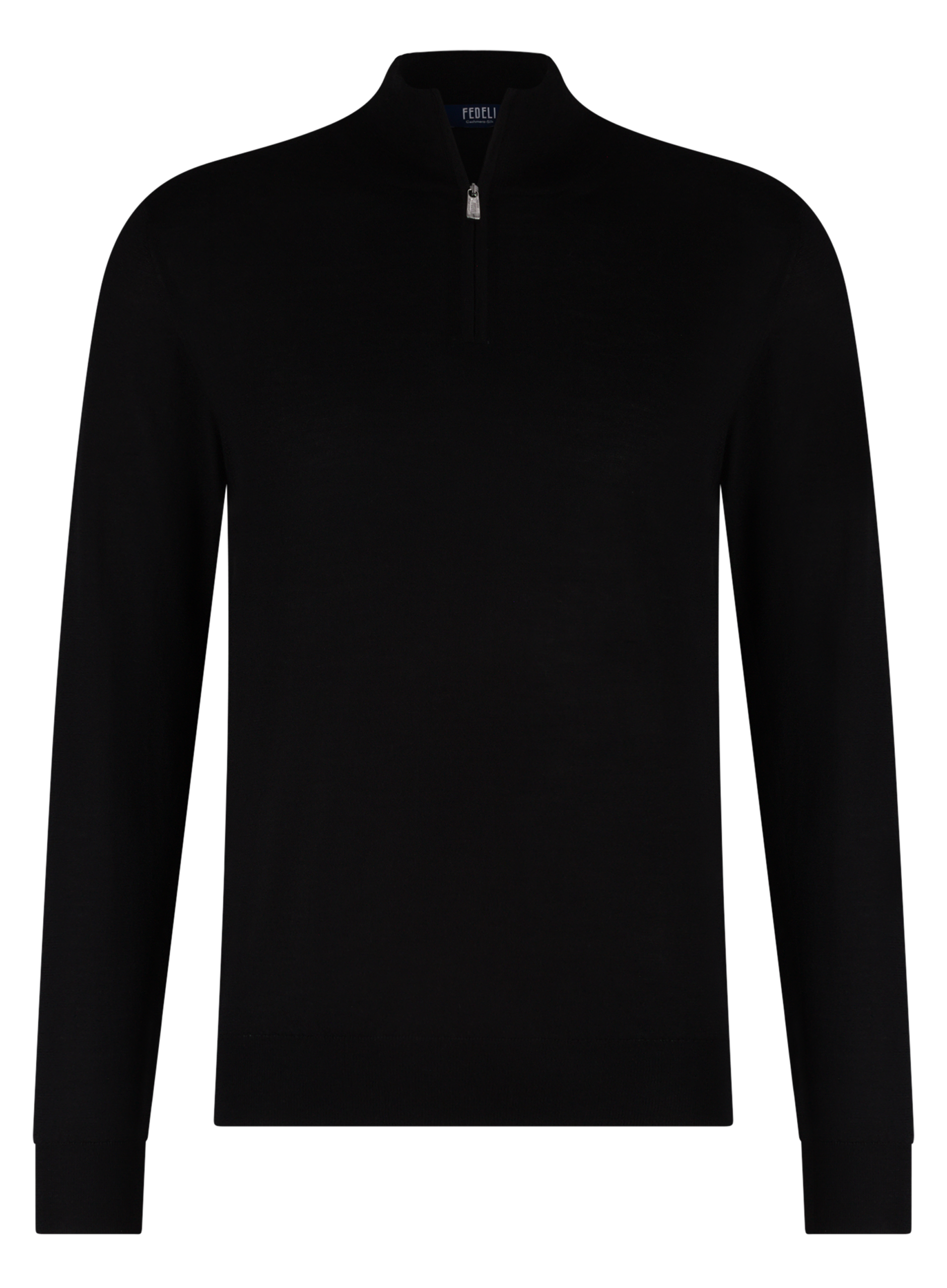 Half-zip vest van cashmere en zijde | Zwart