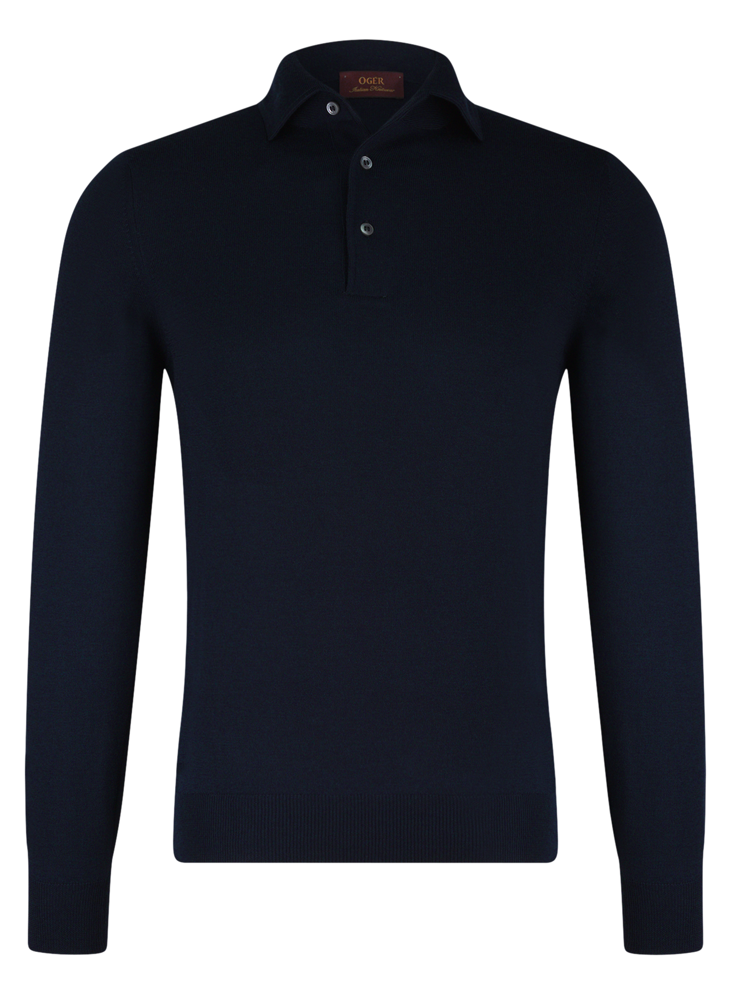 Lange mouwen polo van virgin wol | BLUE NAVY