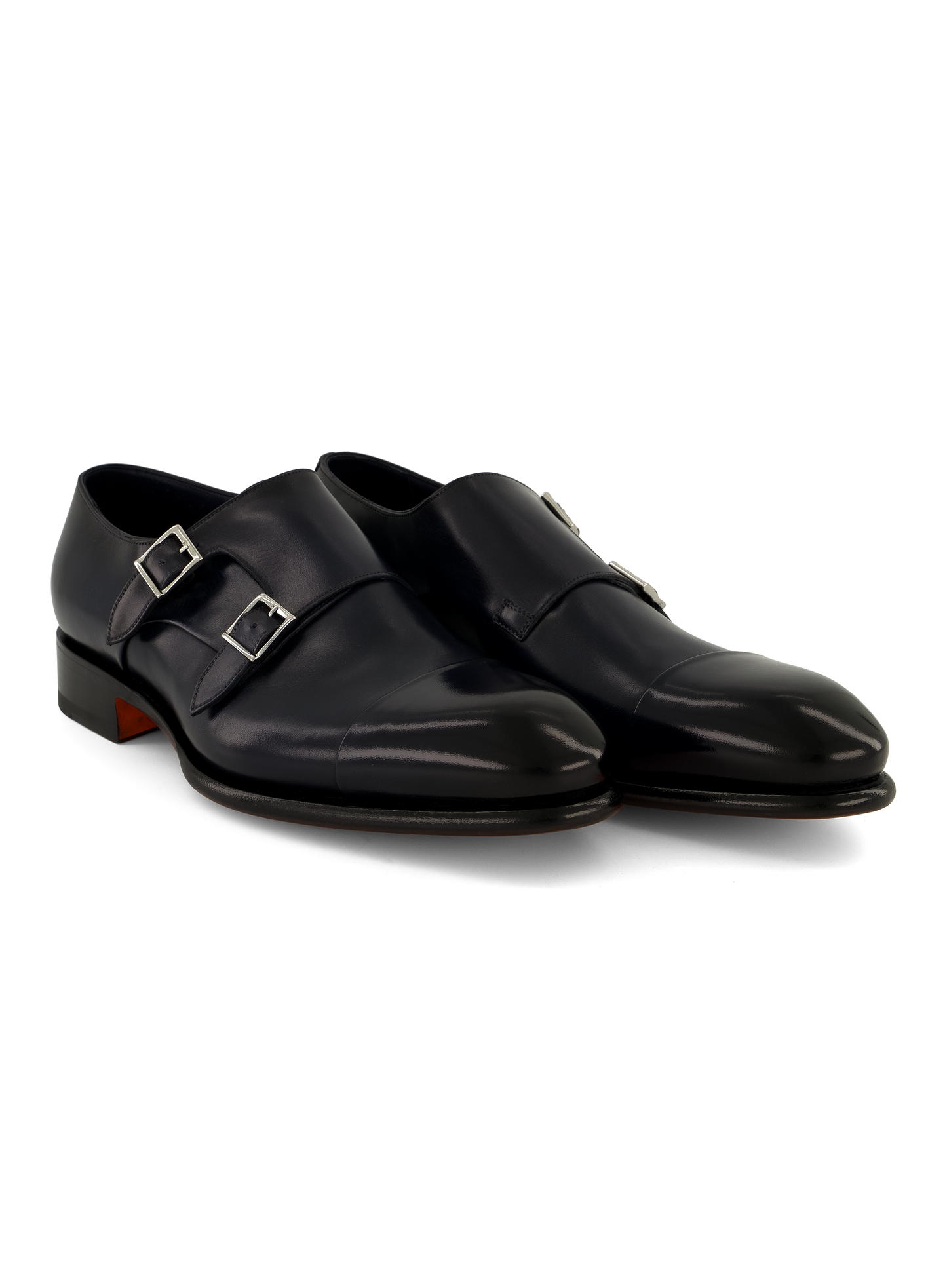 Dubbele gespschoenen van leer | BLUE NAVY