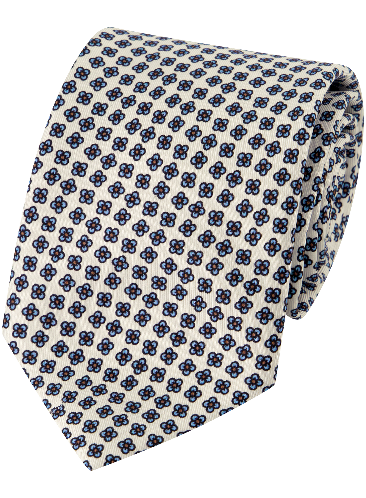 Stropdas met bloemenprint van zijde | Wit