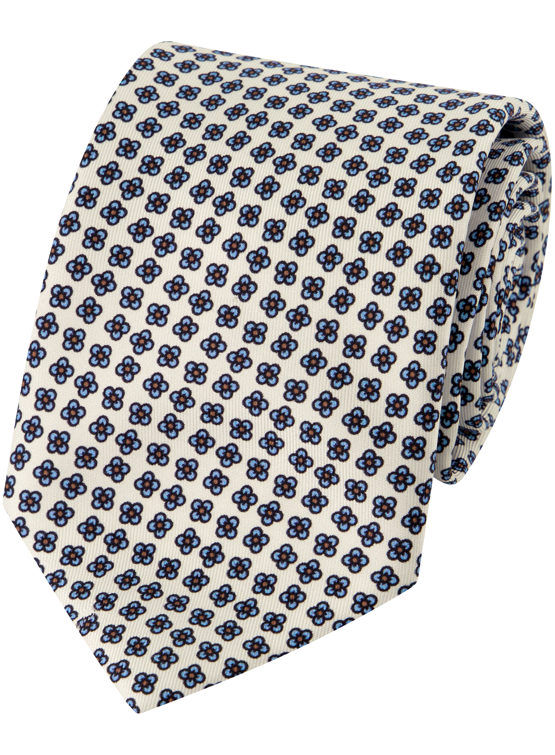 Stropdas met bloemenprint van zijde | Wit