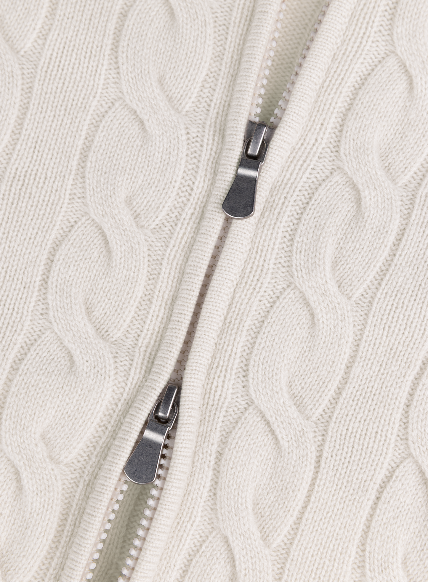 Kabelgebreid ritsvest van wol en cashmere | FULL_WIDTH | L.BEIGE