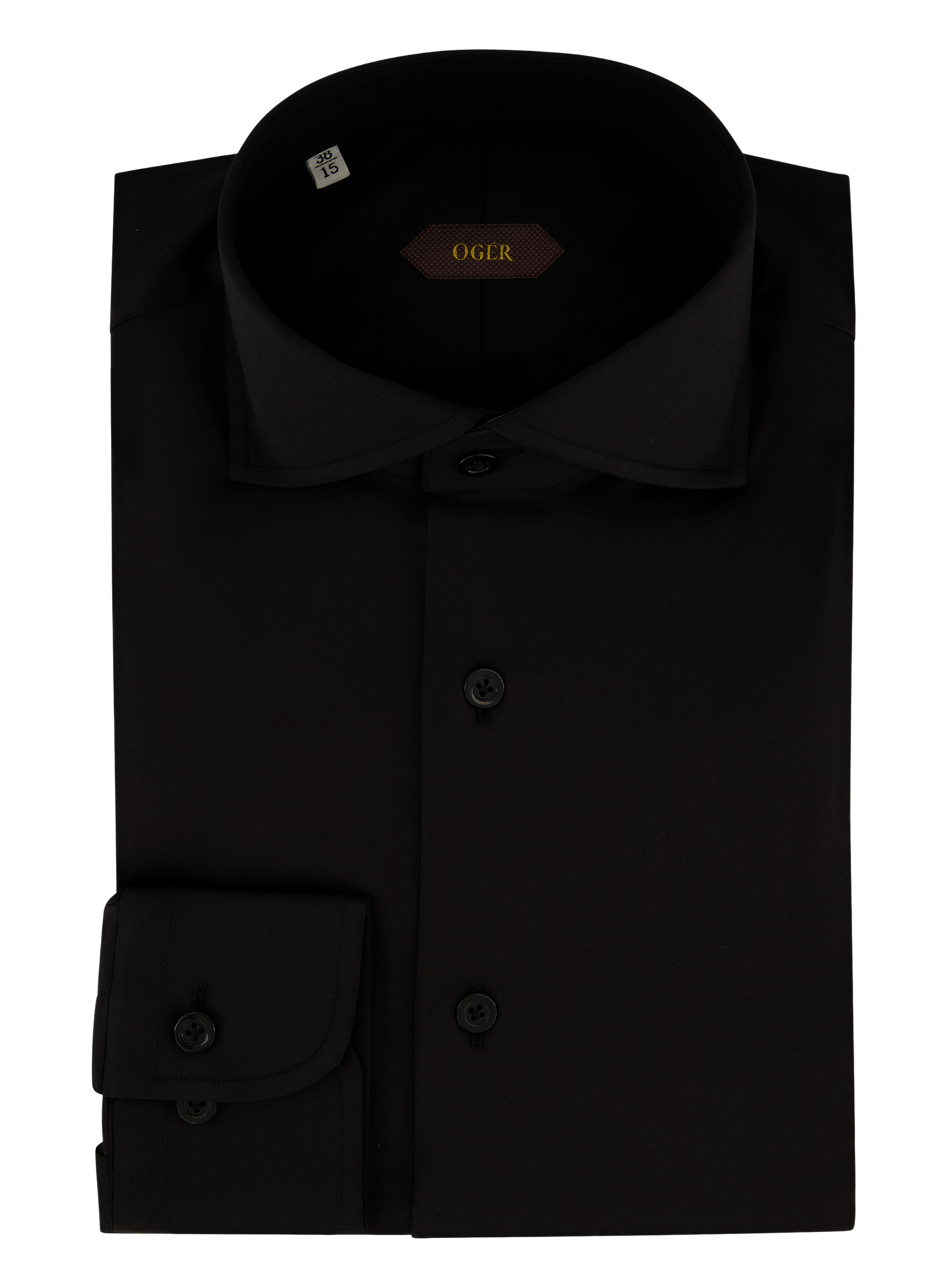 Shirt van katoen met stretch | Zwart