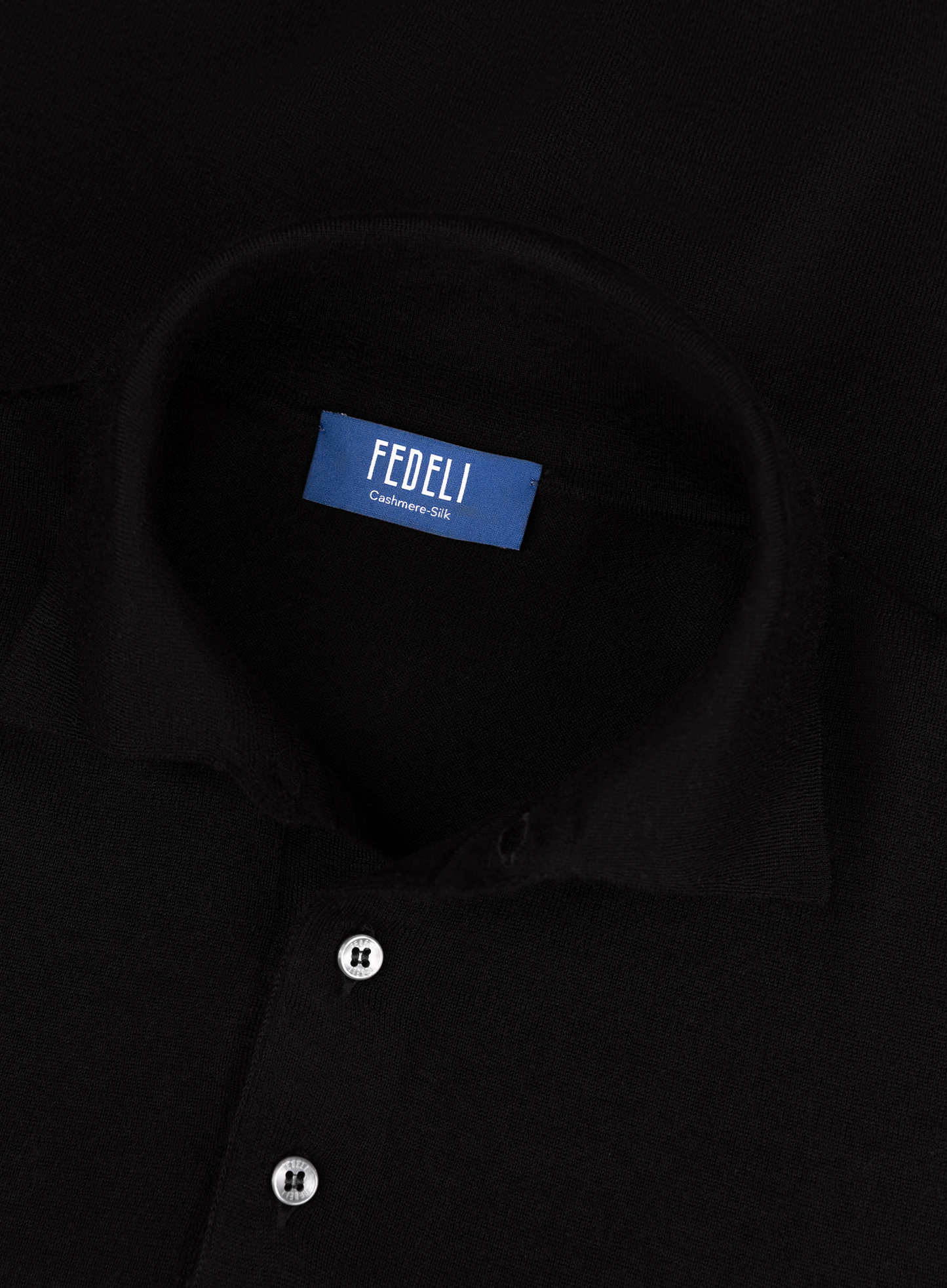 Polo van cashmere en zijde | FULL_WIDTH | Zwart