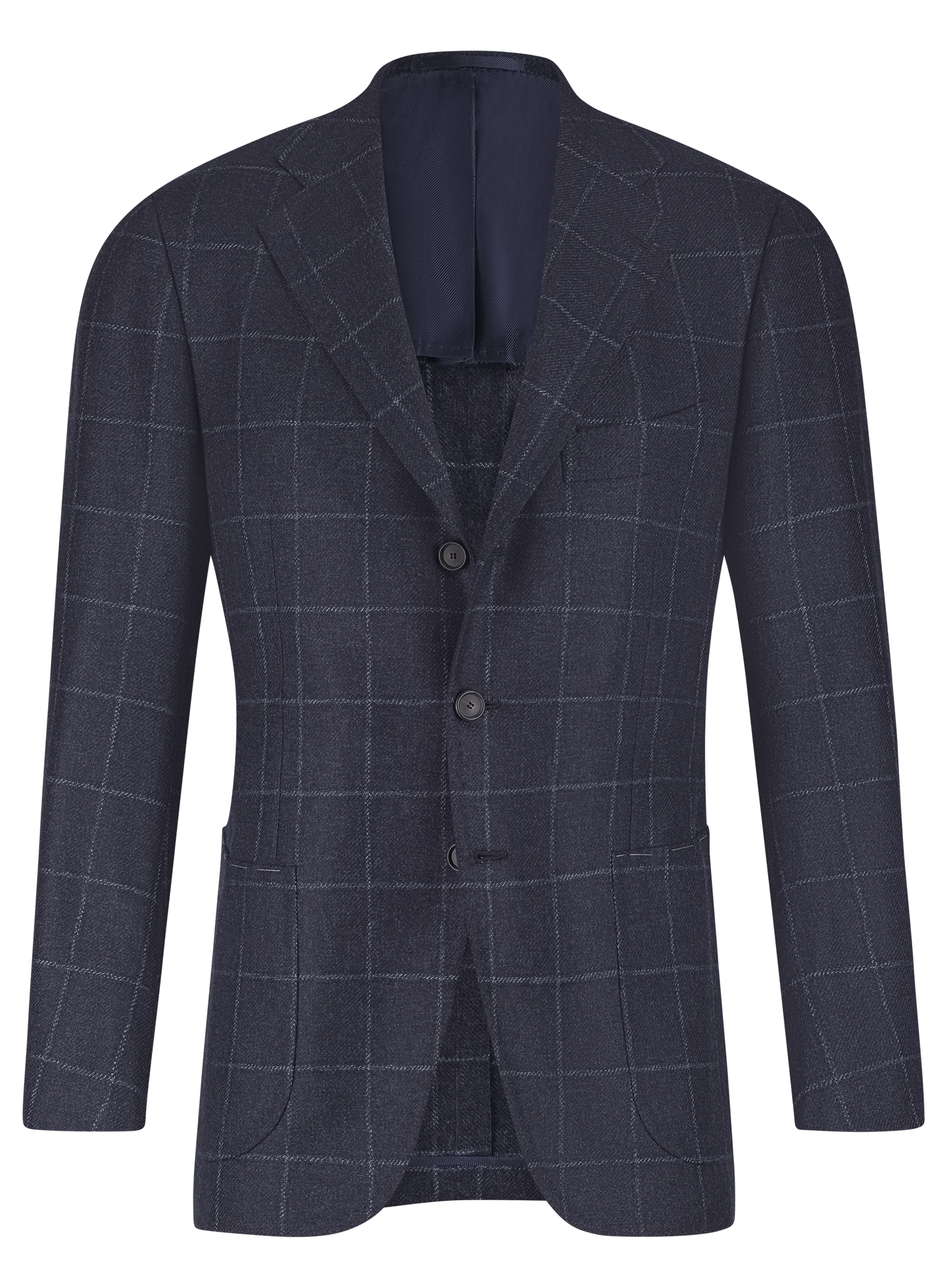 Handgemaakt geruit jasje van cashmere | BLUE NAVY