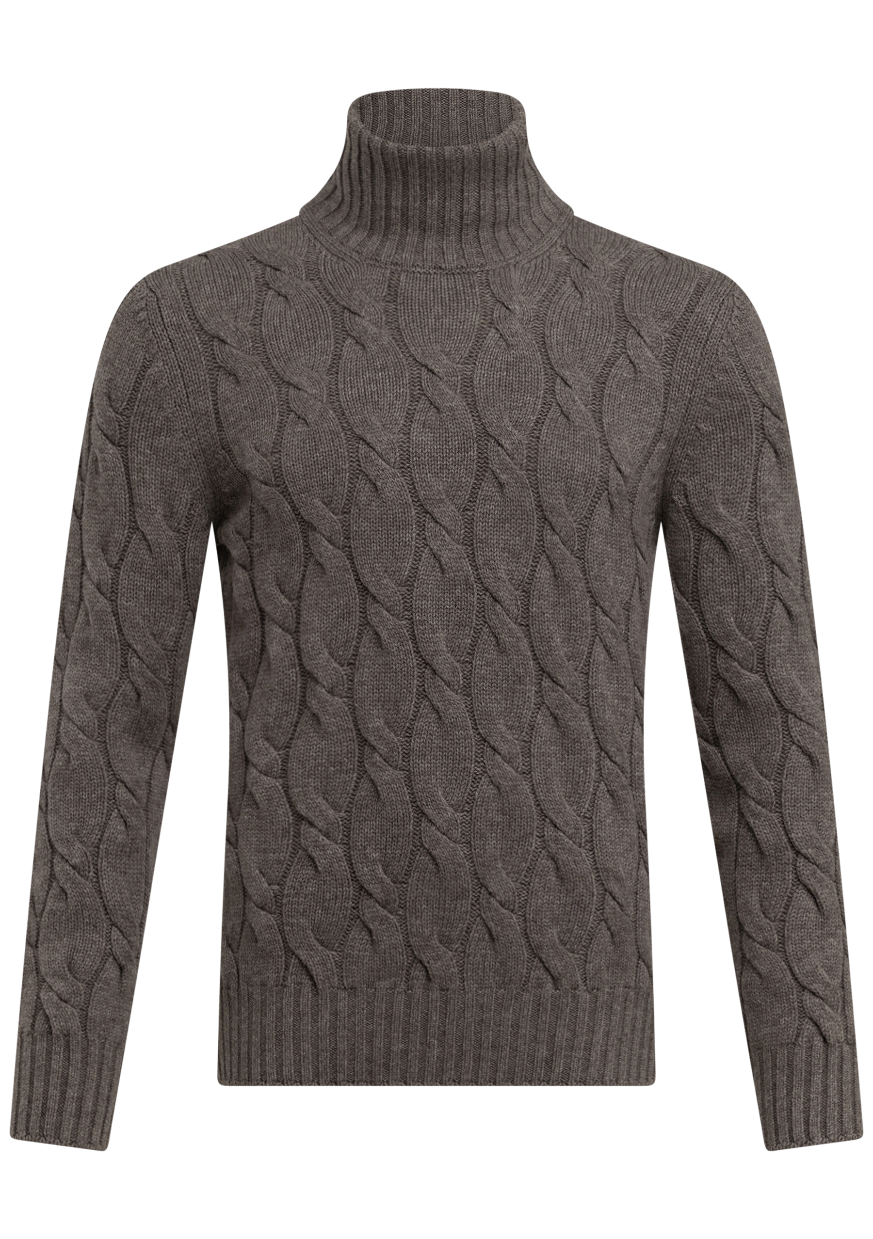 Coltrui met kabelpatroon van wol en cashmere | TAUPE