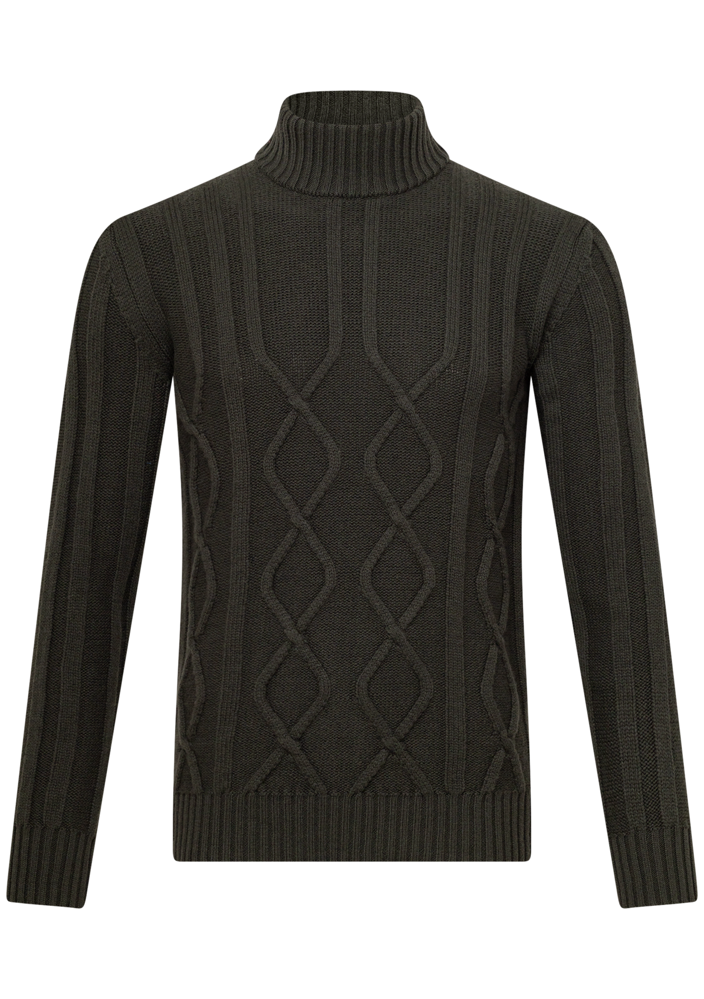 Mockneck trui van merino wol | Groen