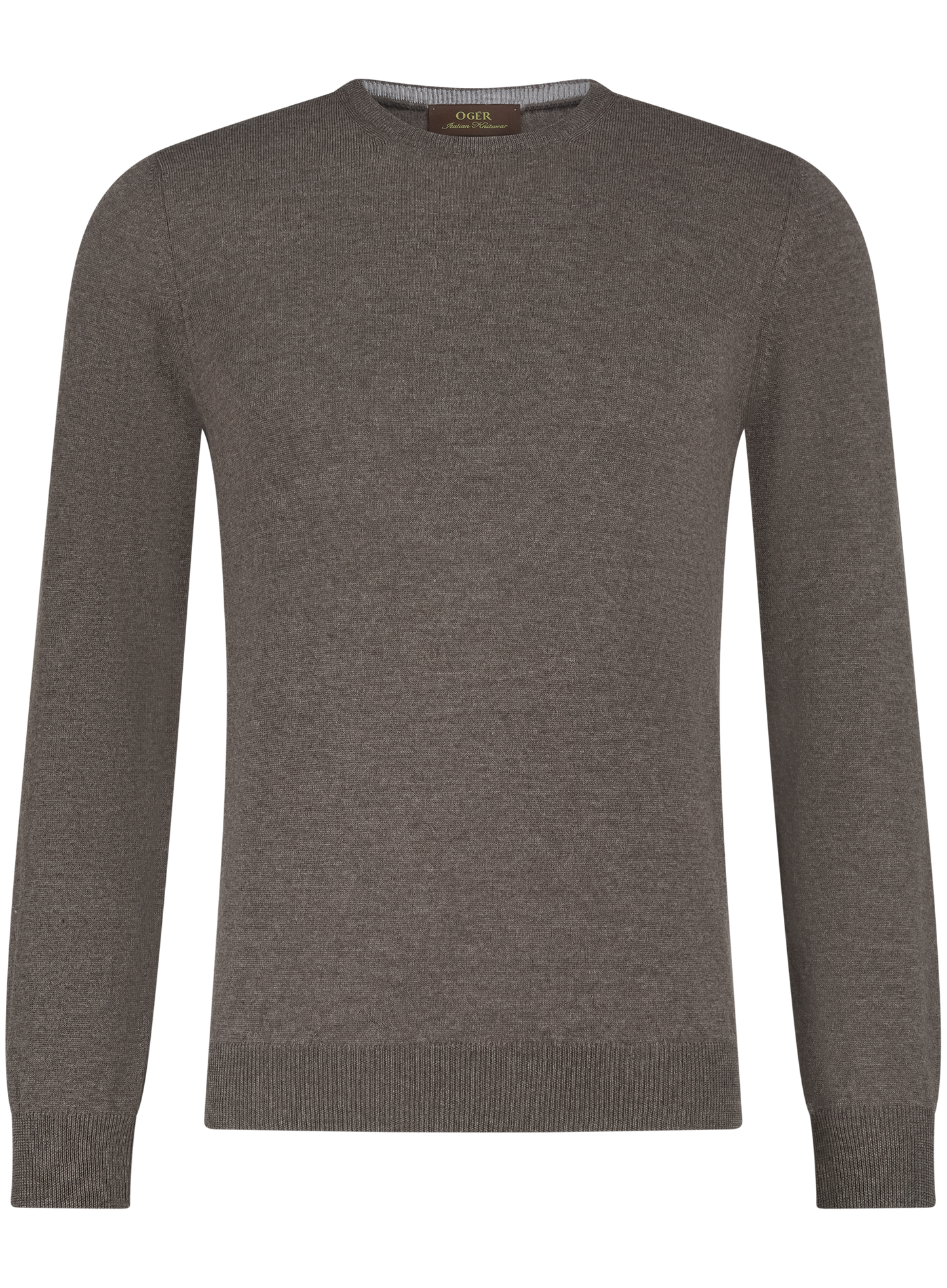 Longsleeve crewneck van wol | Beige-Bruin