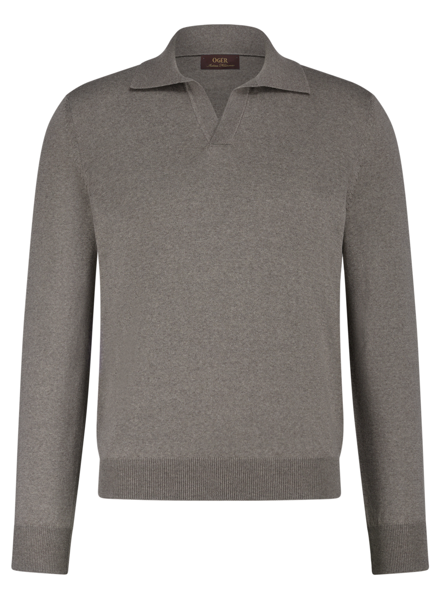 Buttonless polo van wol | Beige