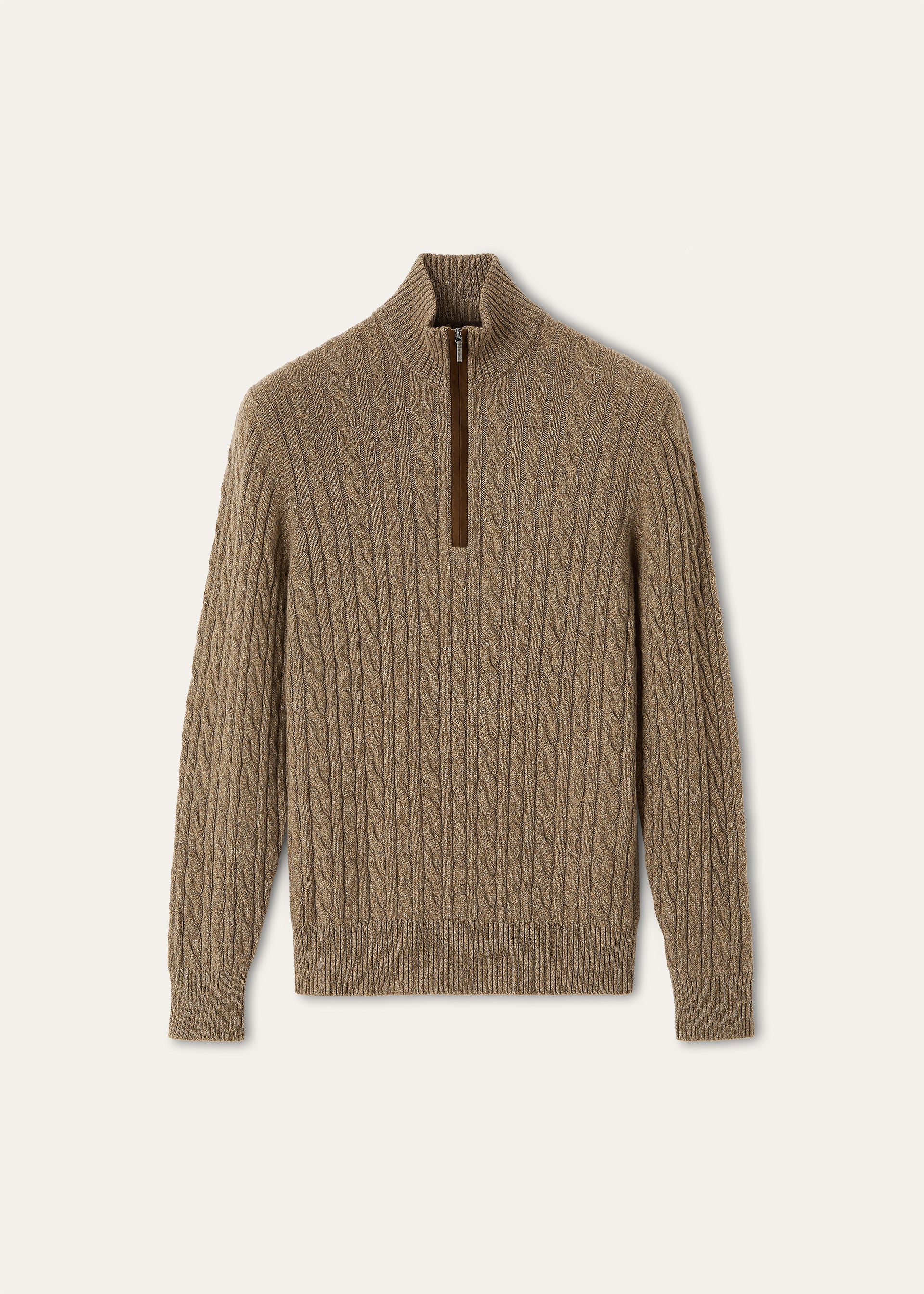 Half-zip trui van baby cashmere | BG_TRANSPARENT | Bruin