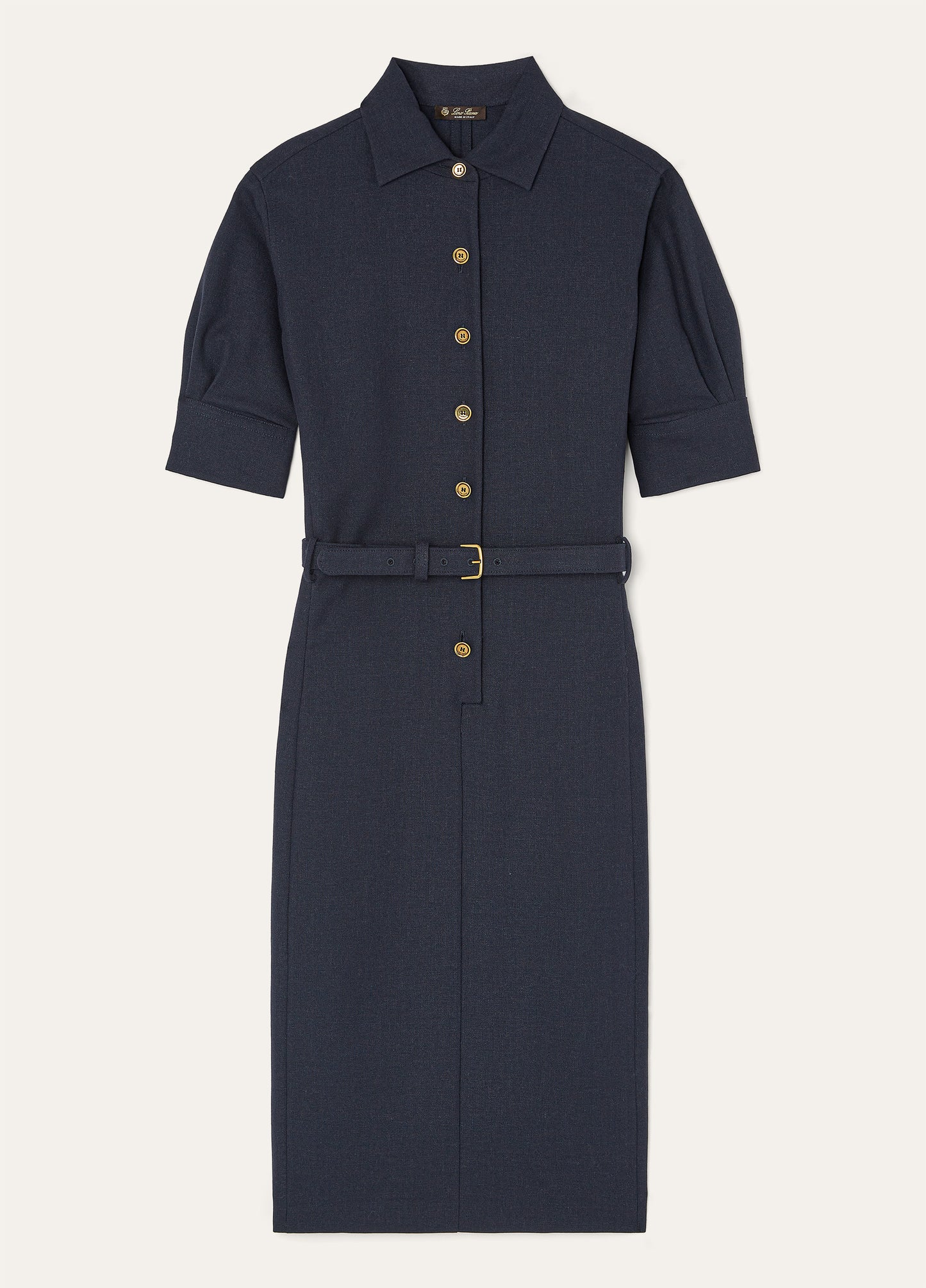 Jurk van linnen en wol | BG_TRANSPARENT | BLUE NAVY