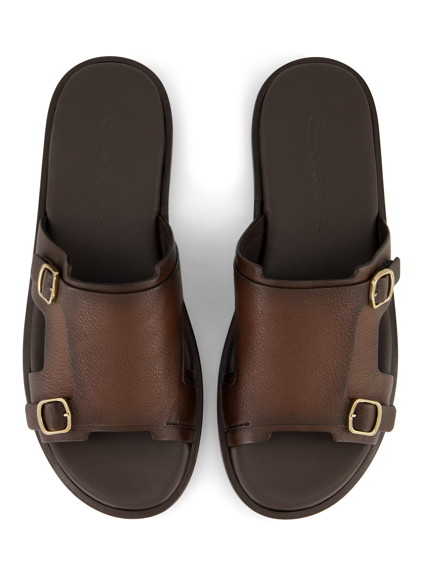 Dubbele gesp sandalen van leer | D.Bruin