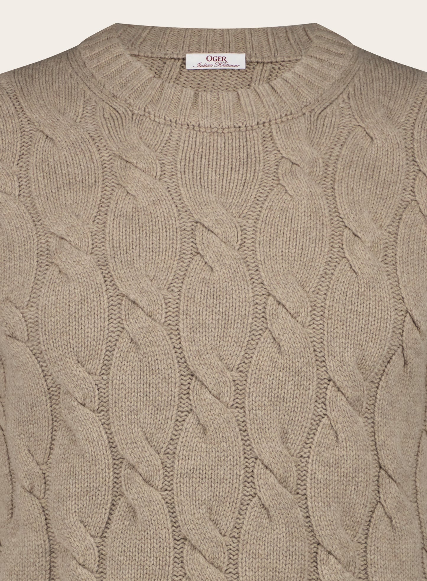 Cable knitted round neck sweater