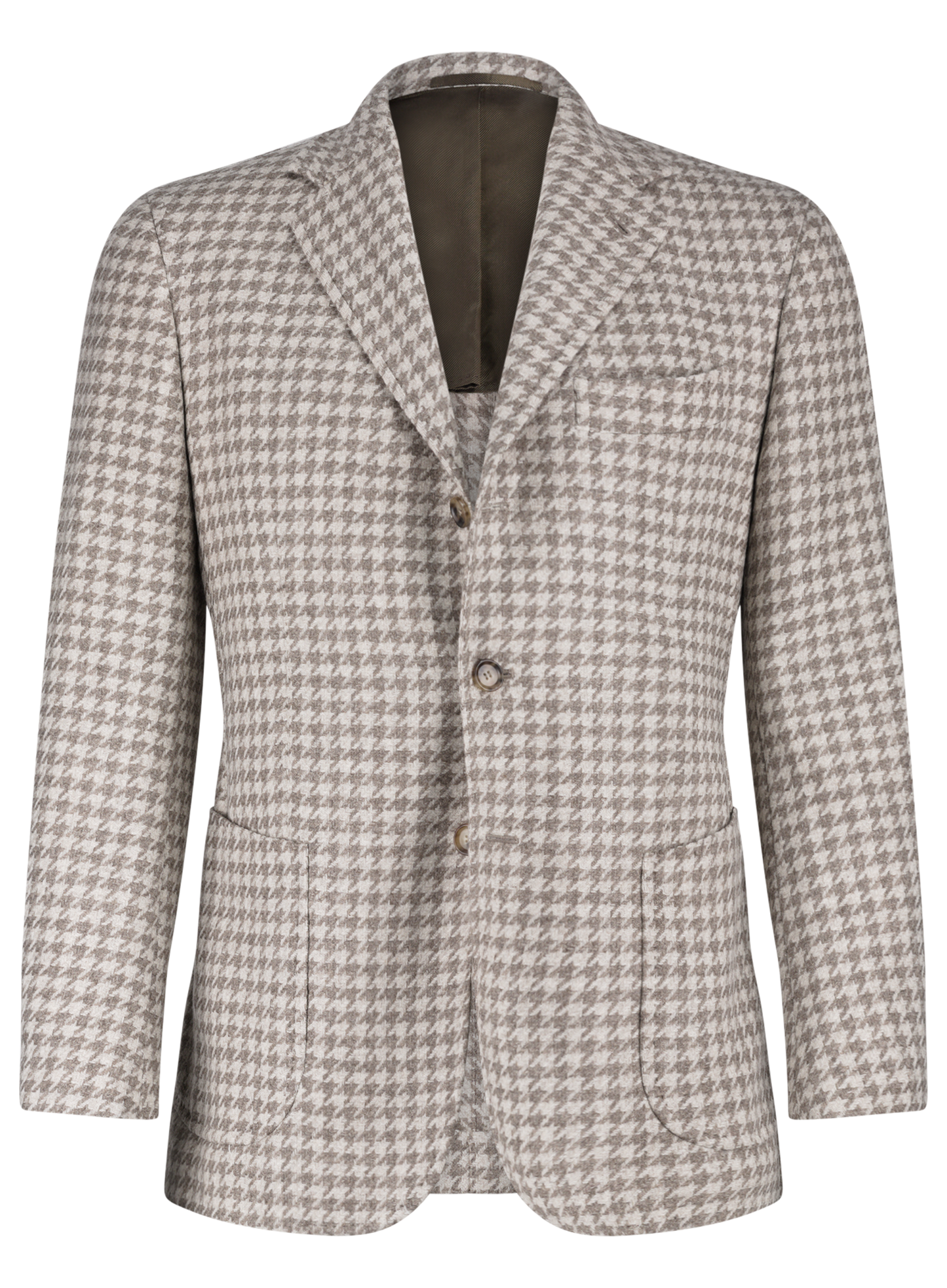 Pied-de-poule jasje van wol en cashmere | Beige