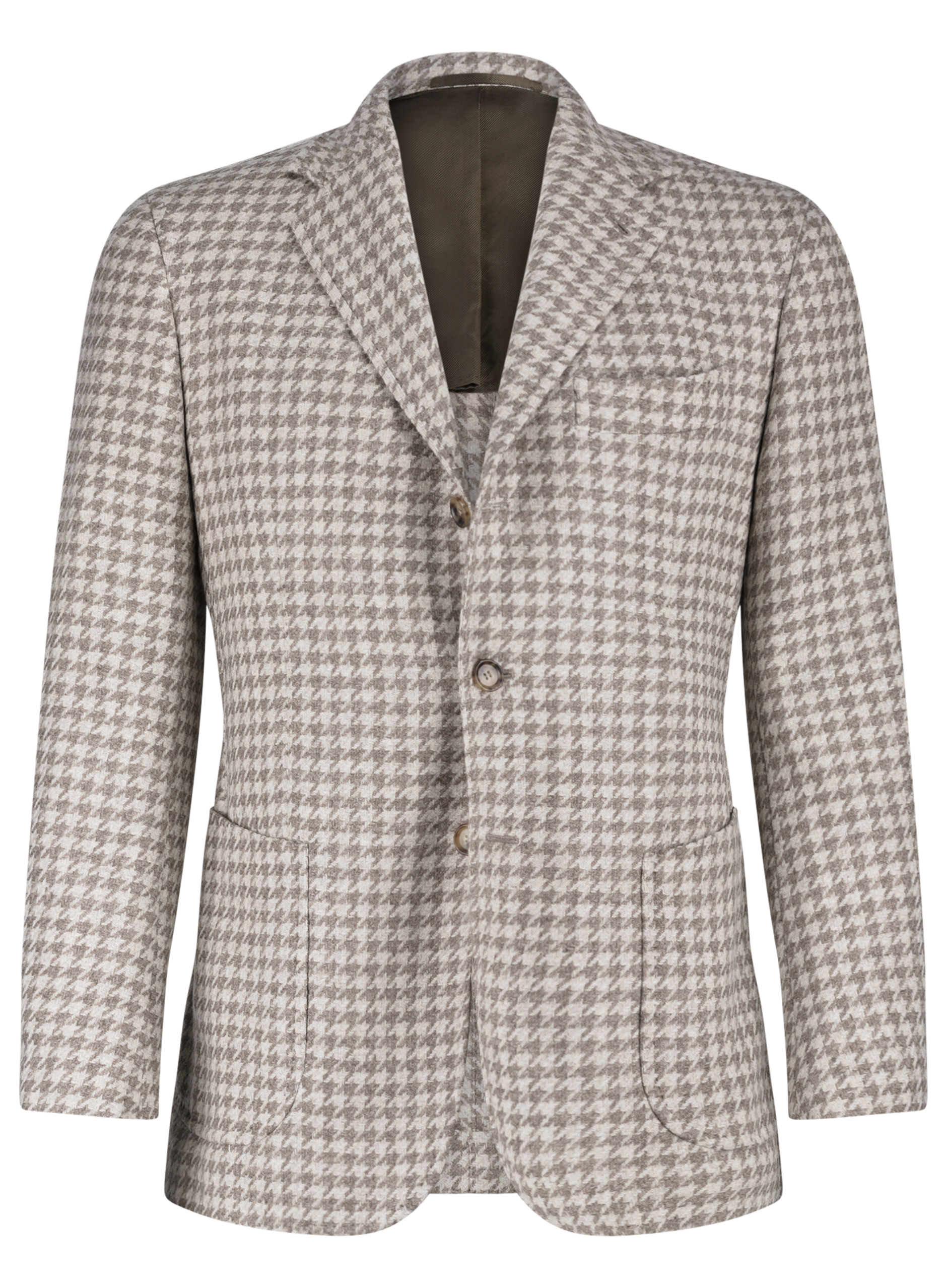 Pied-de-poule jasje van wol en cashmere | Beige