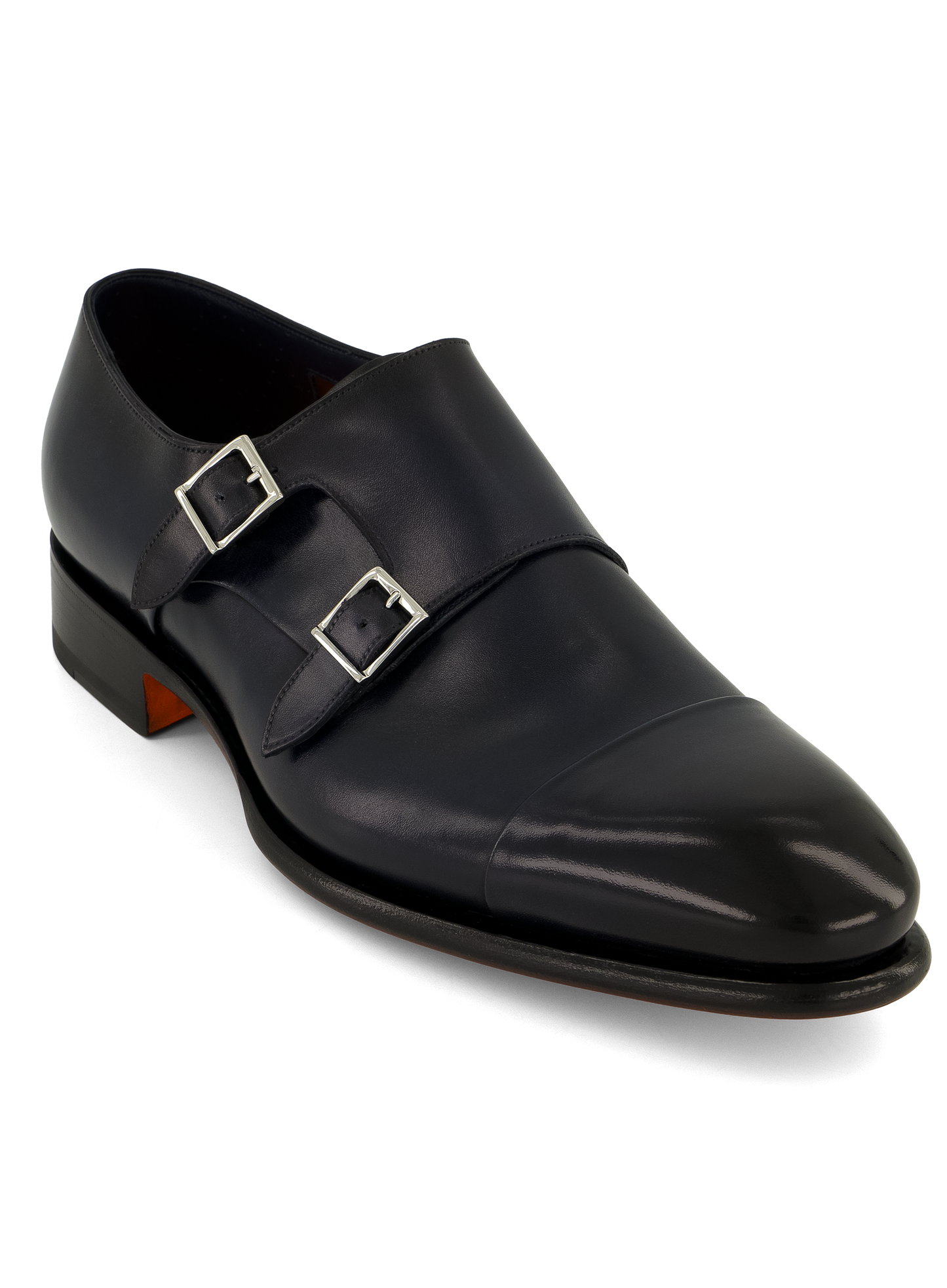 Dubbele gespschoenen van leer | BLUE NAVY