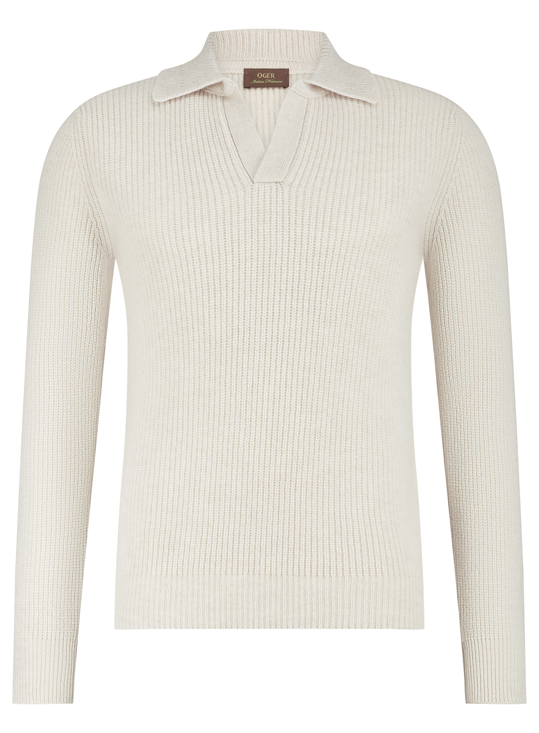 Buttonless polo van wol | L.BEIGE