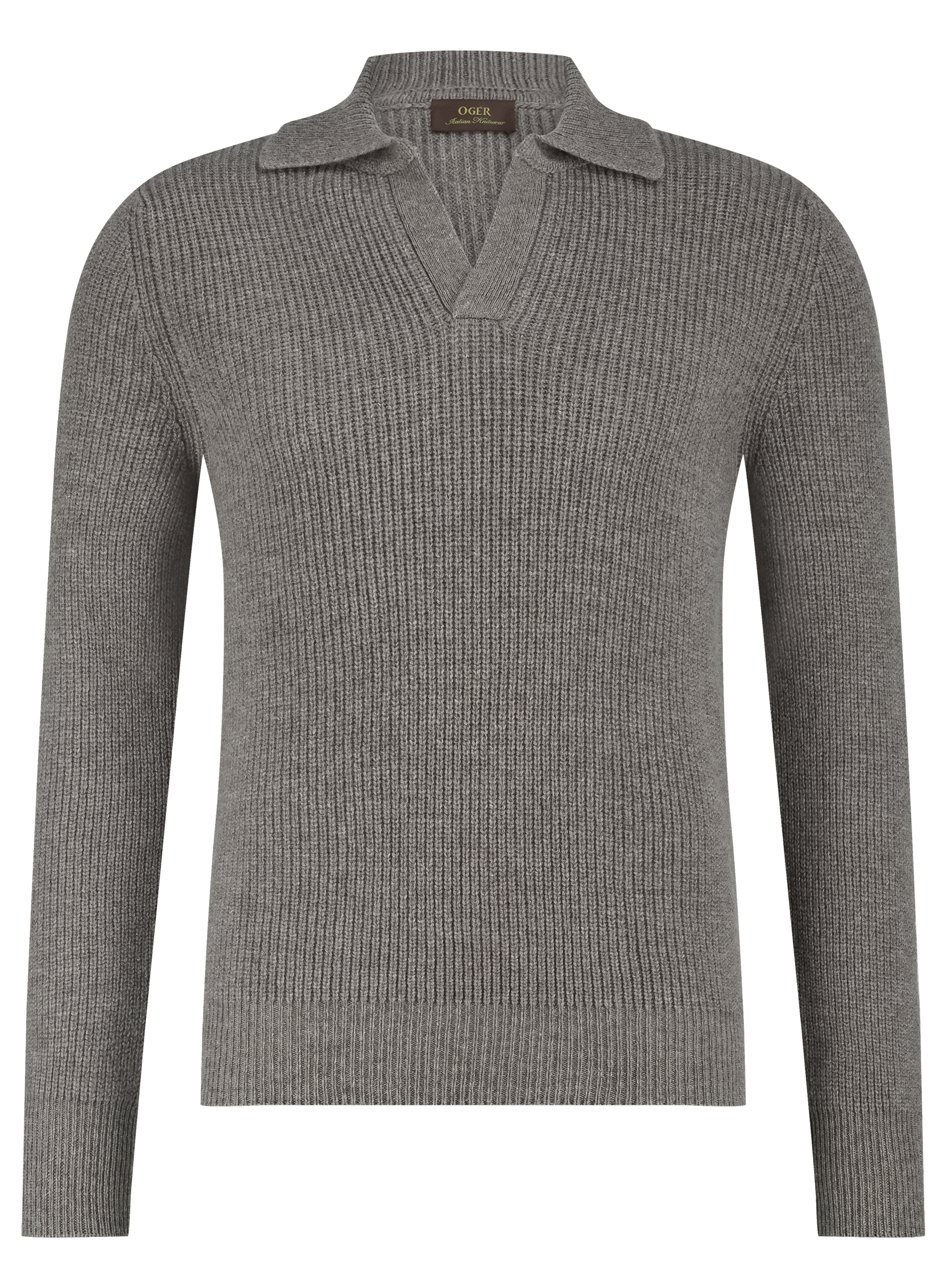 Buttonless polo van wol | TAUPE