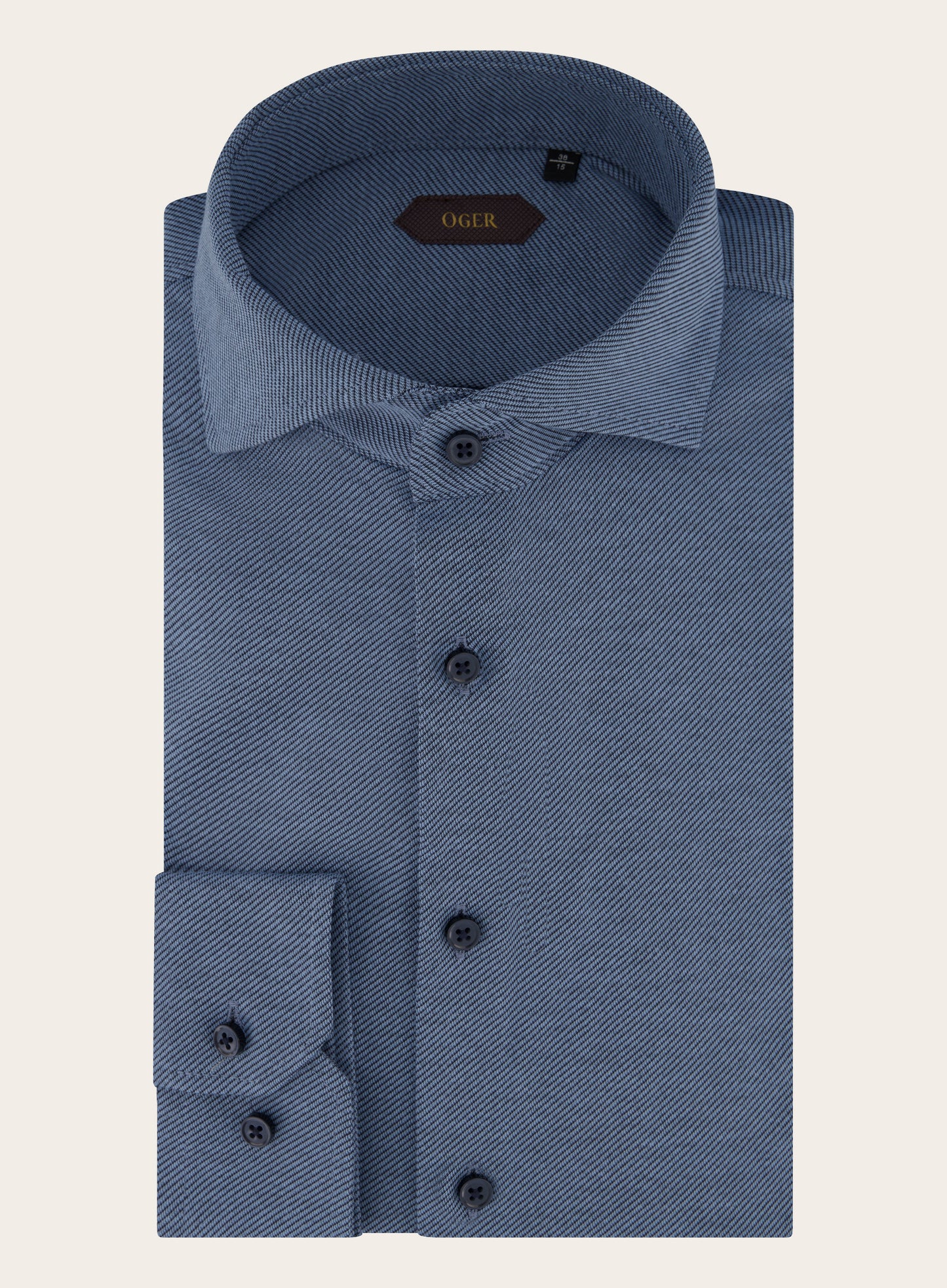 Slim-fit twill shirt van katoen | L.blauw