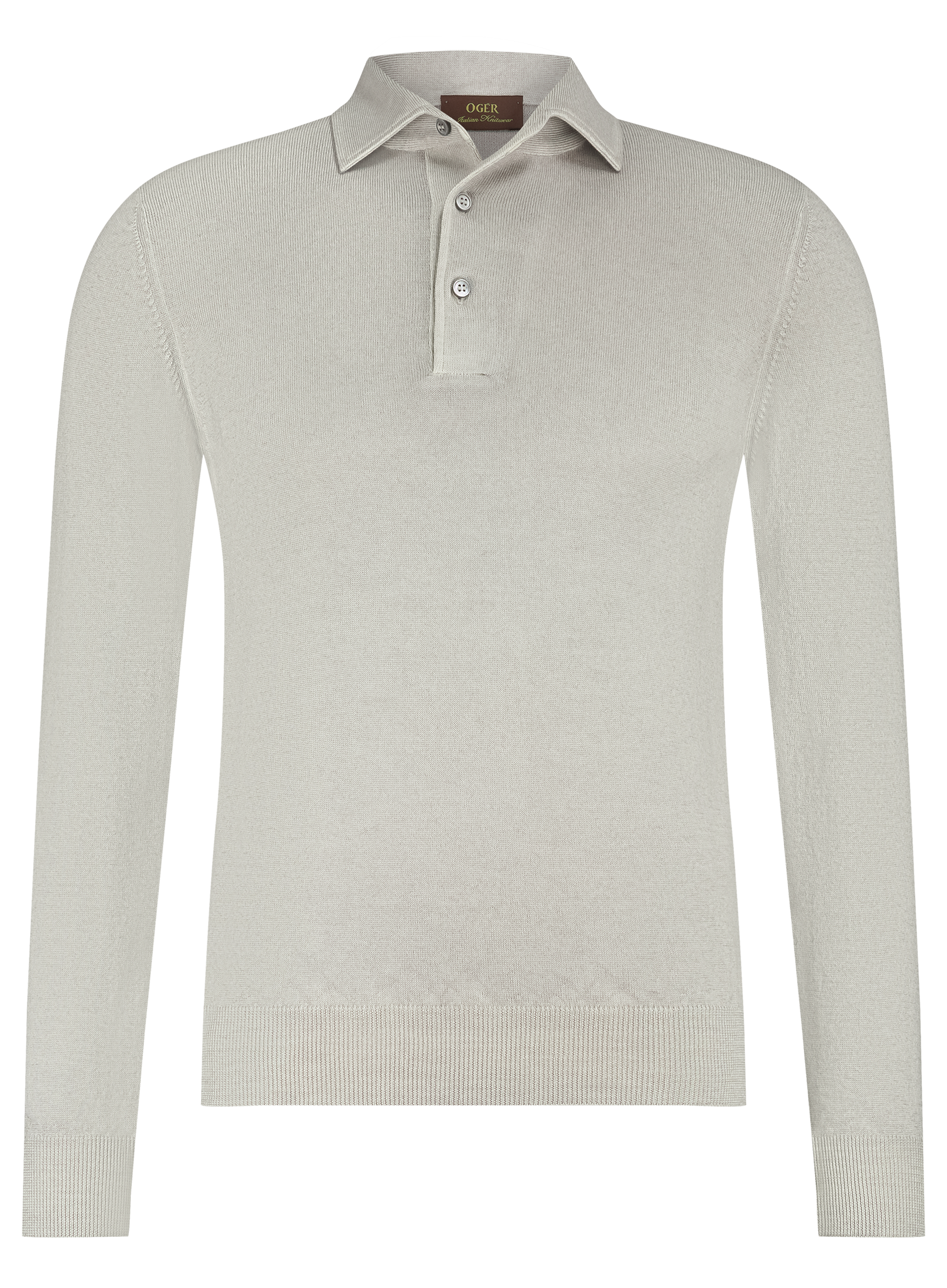 Longsleeve polo van wol | LICHT TAUPE