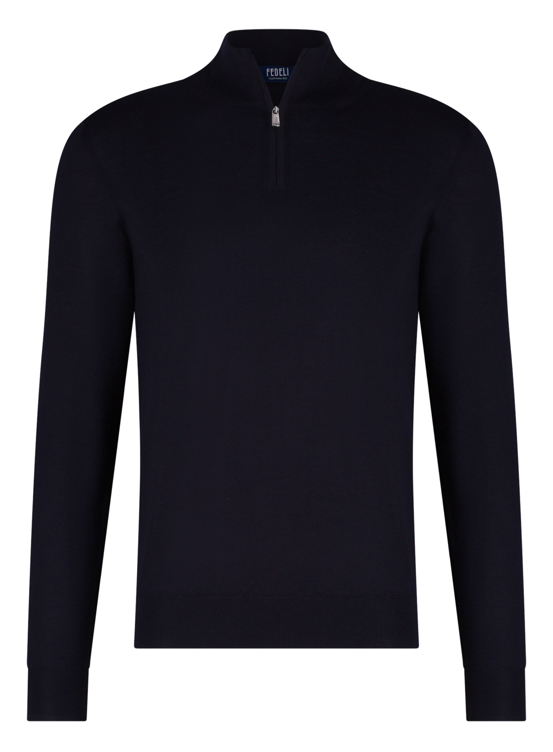 Half-zip vest van cashmere en zijde | BLUE NAVY