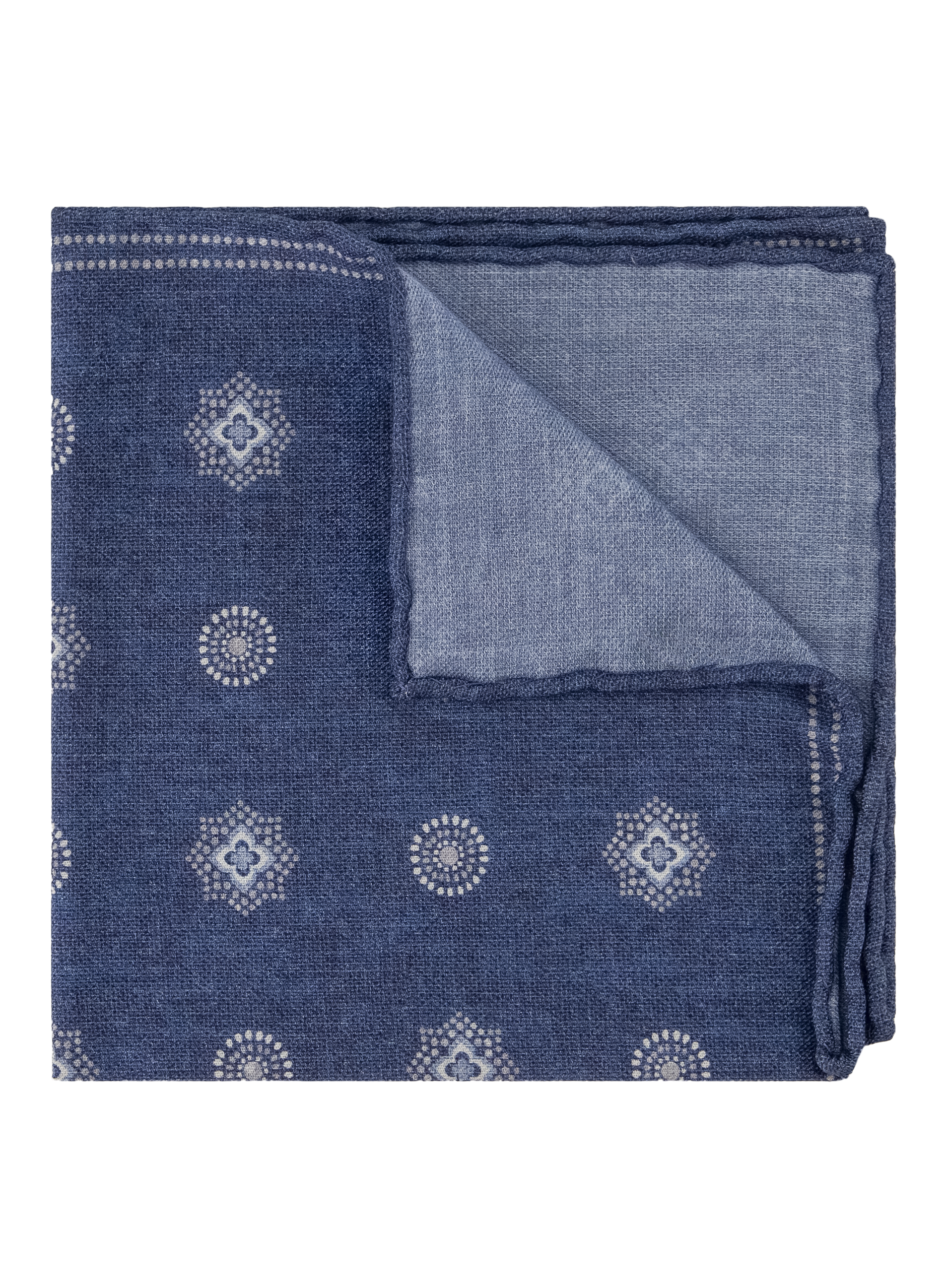 Pochet met print van wol en katoen | Blauw