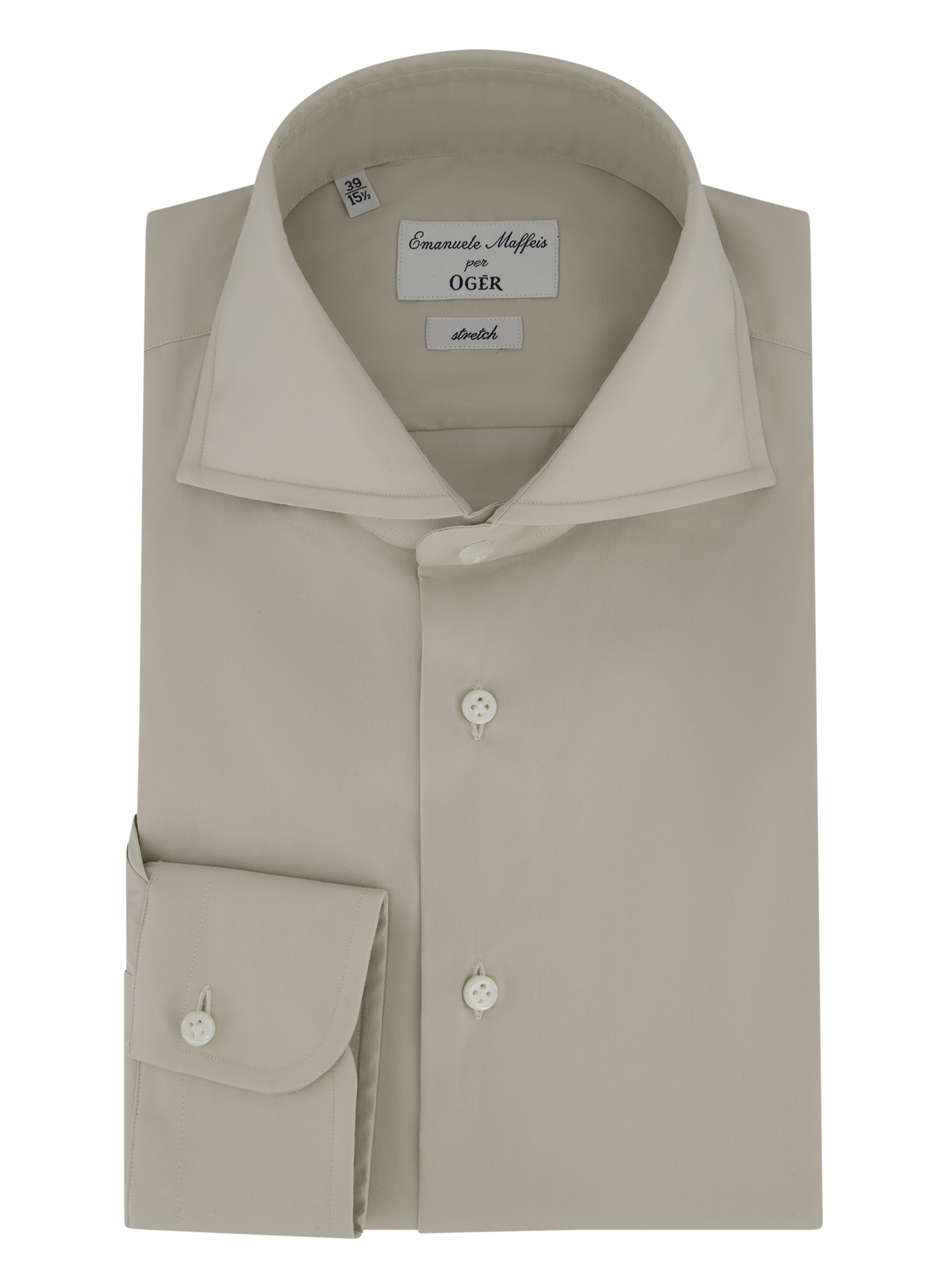 Stretch shirt van katoen | Beige