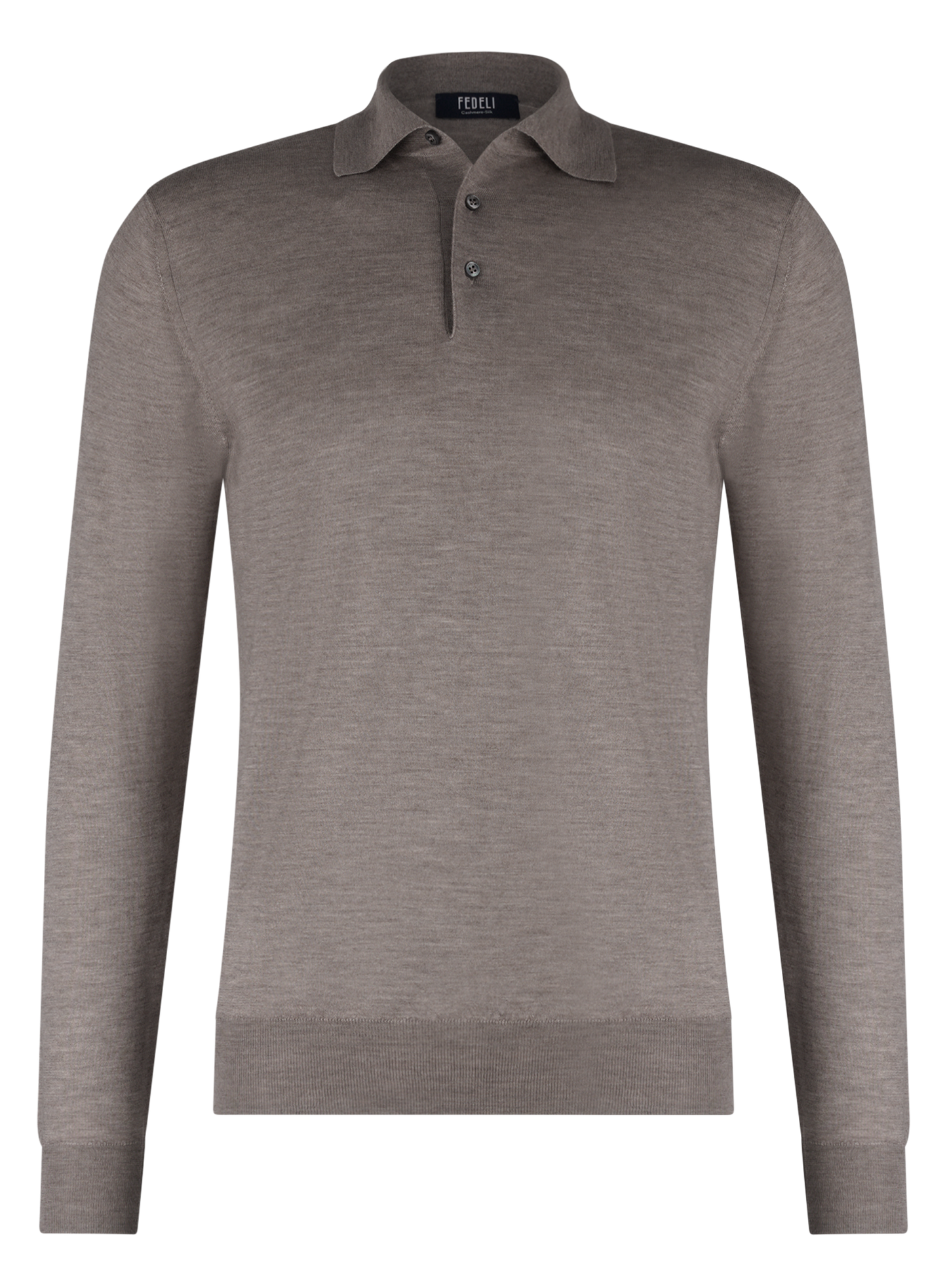 Polo van cashmere en zijde | TAUPE