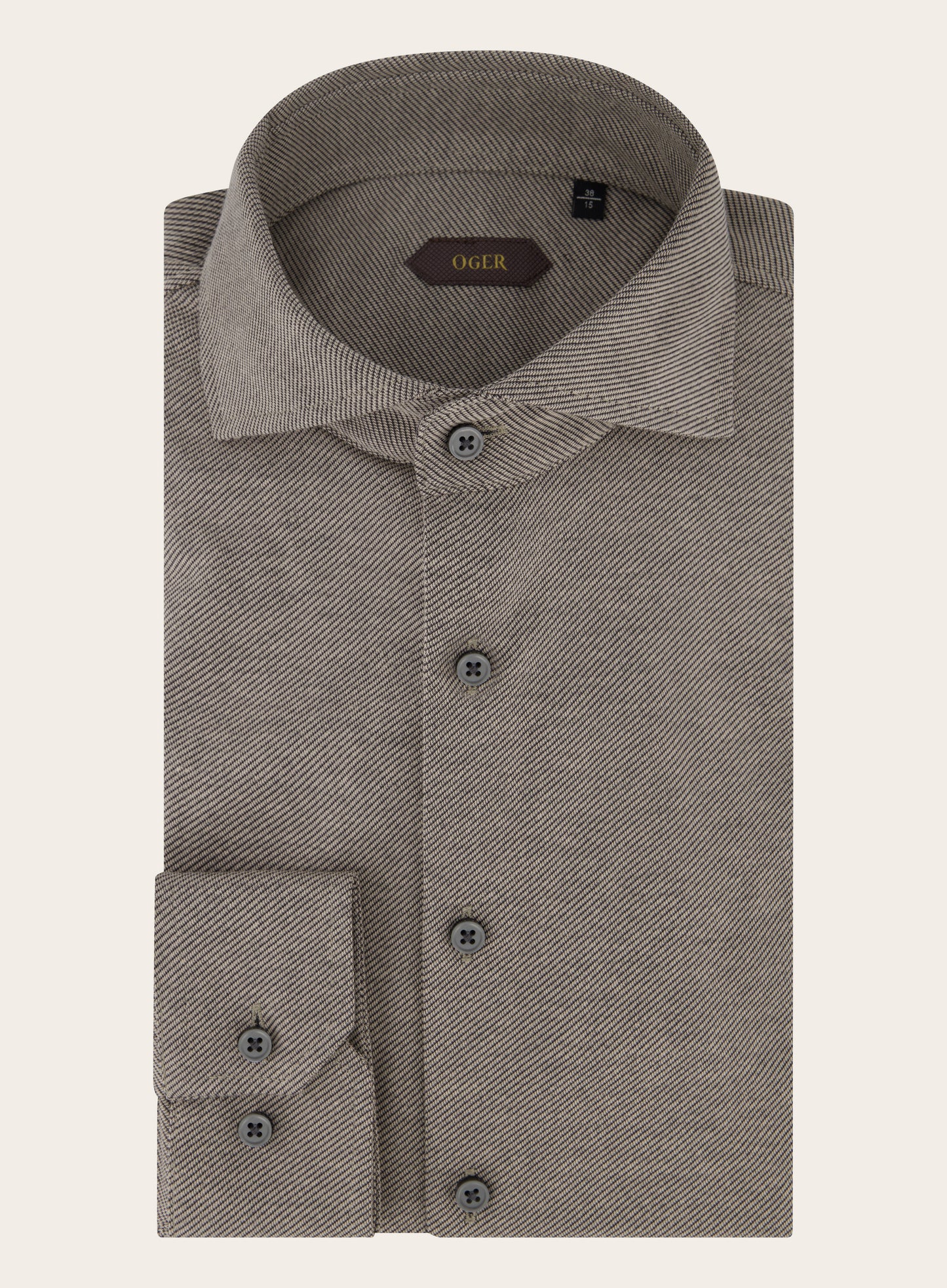 Slim-fit twill shirt van katoen | Beige