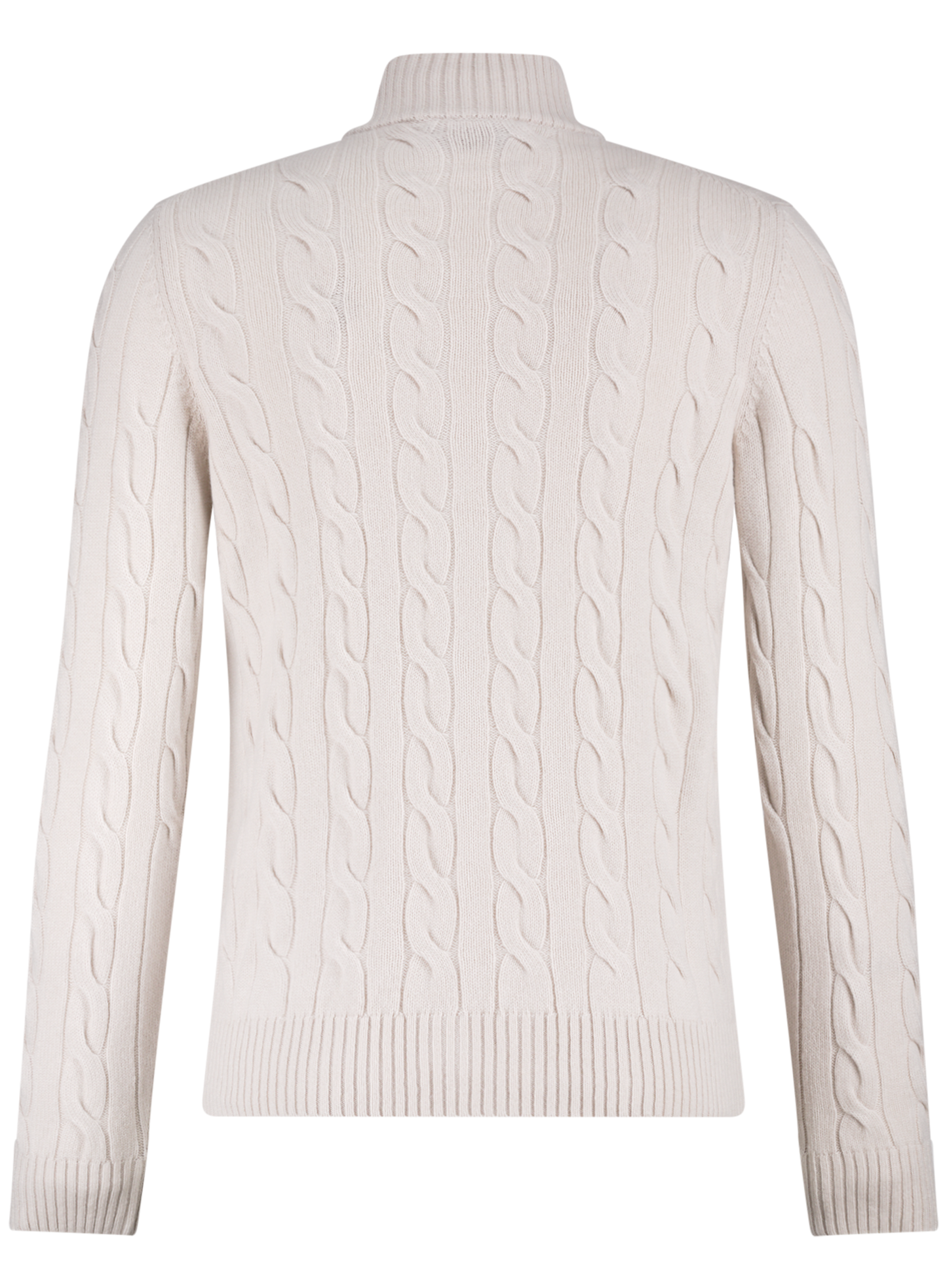 Kabelgebreid ritsvest van wol en cashmere | L.BEIGE