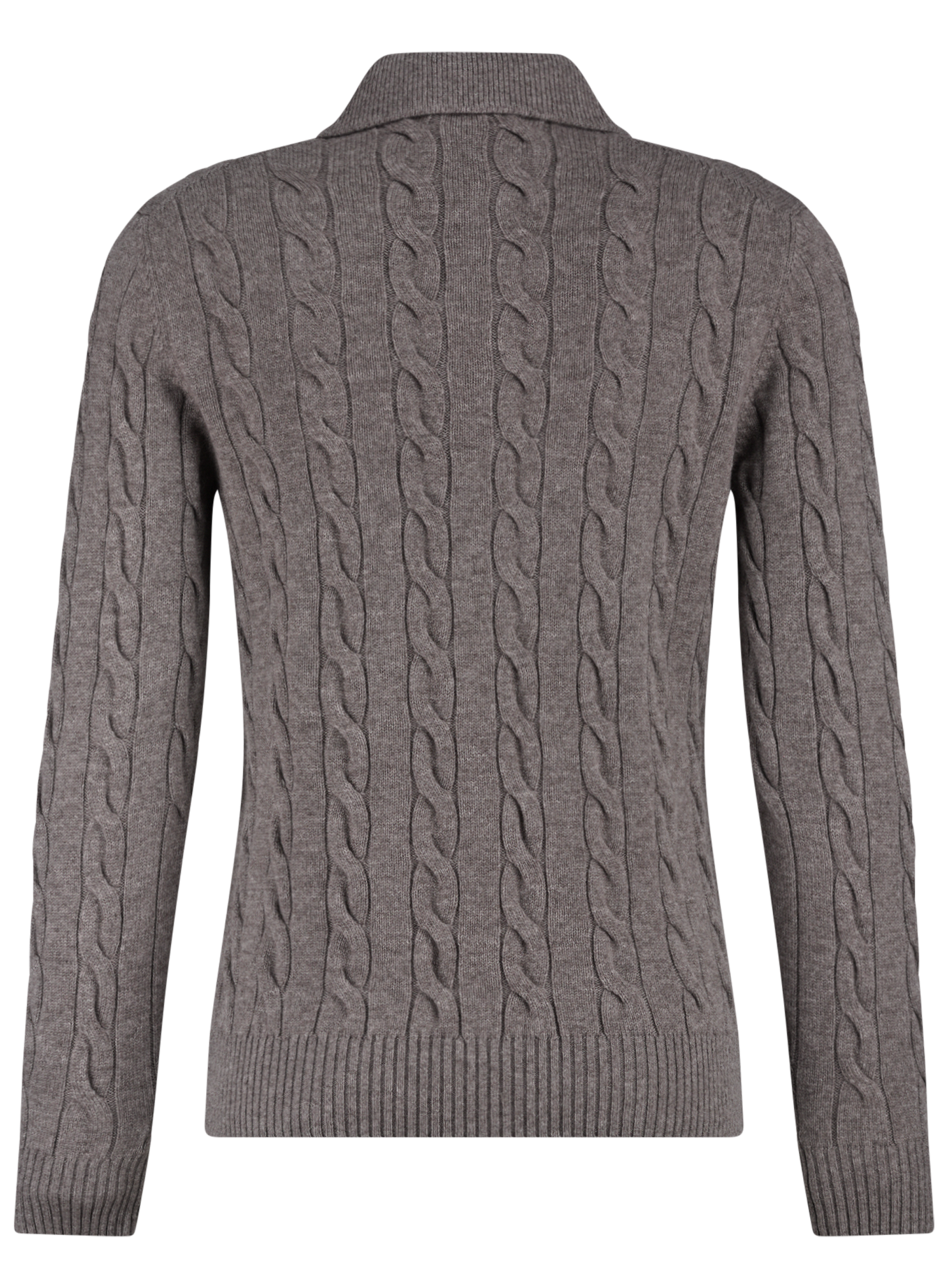Kabelgebreide polo van wol en cashmere | TAUPE