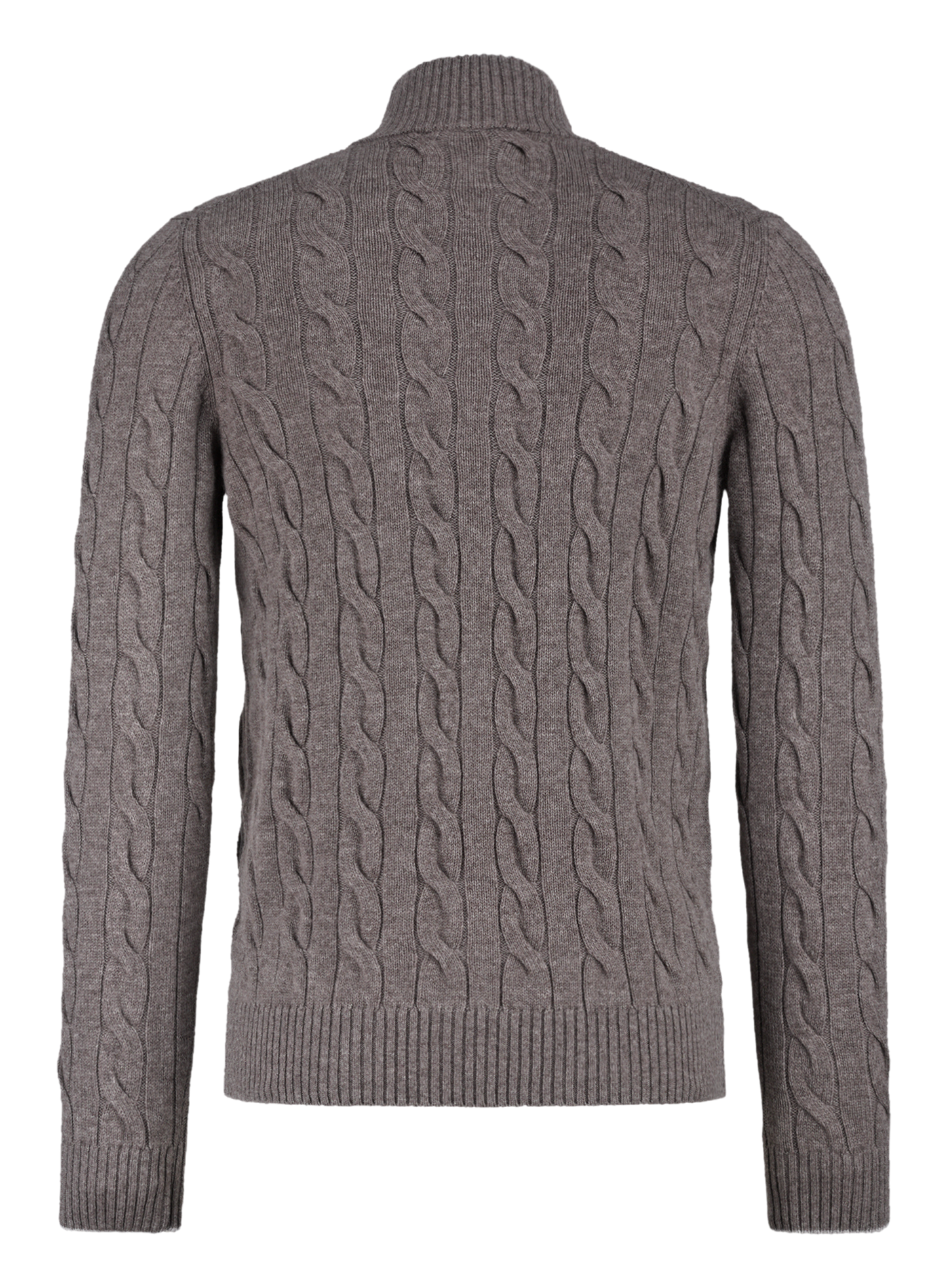 Kabelgebreid ritsvest van wol en cashmere | TAUPE