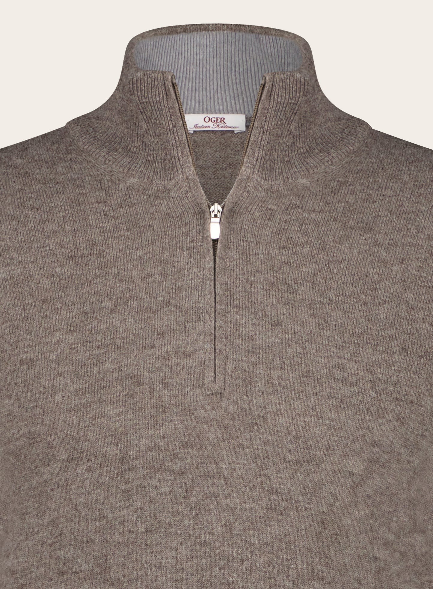 Half-zip van wol en cashmere |TAUPE BRUIN