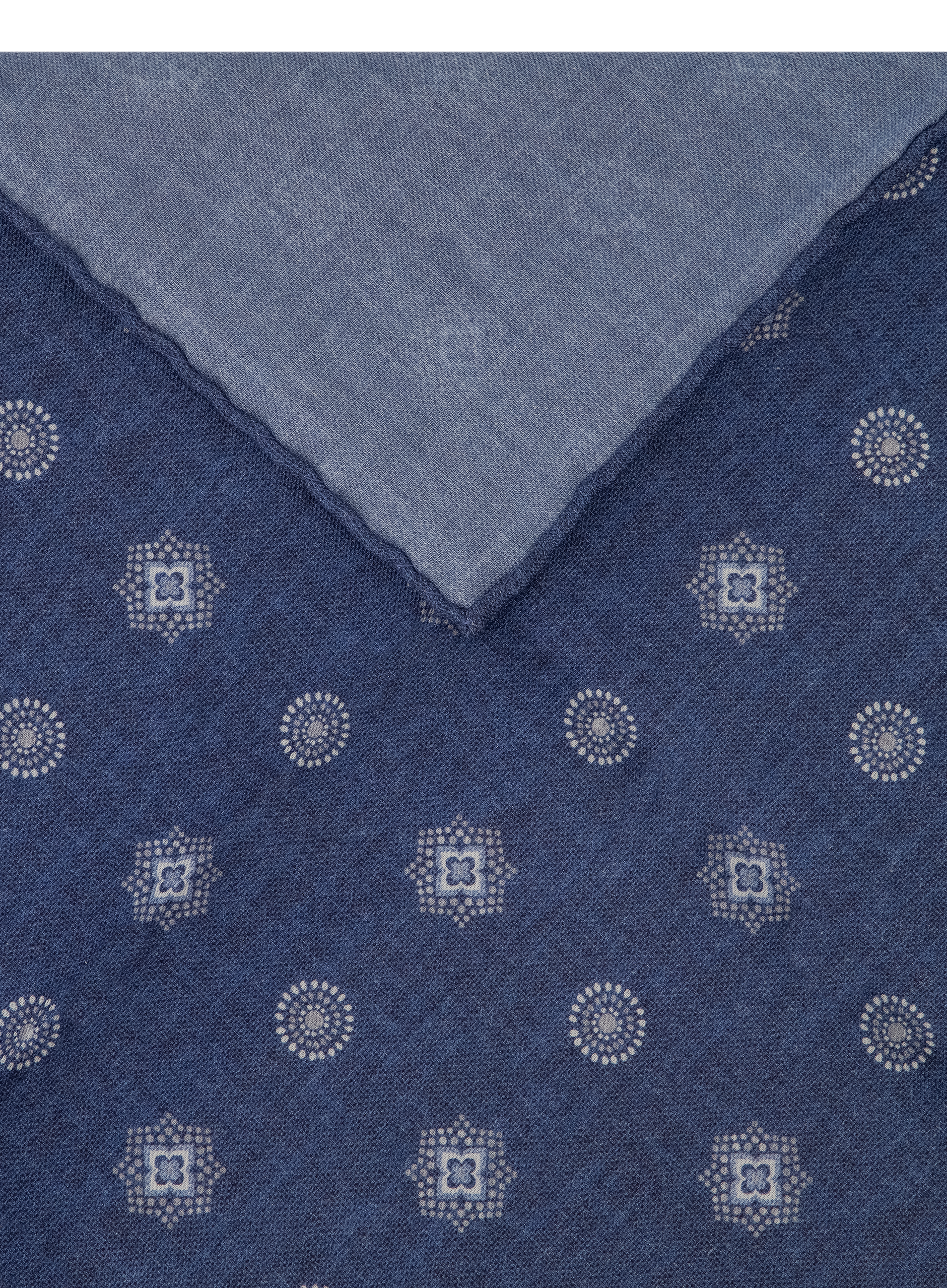 Pochet met print van wol en katoen | Blauw