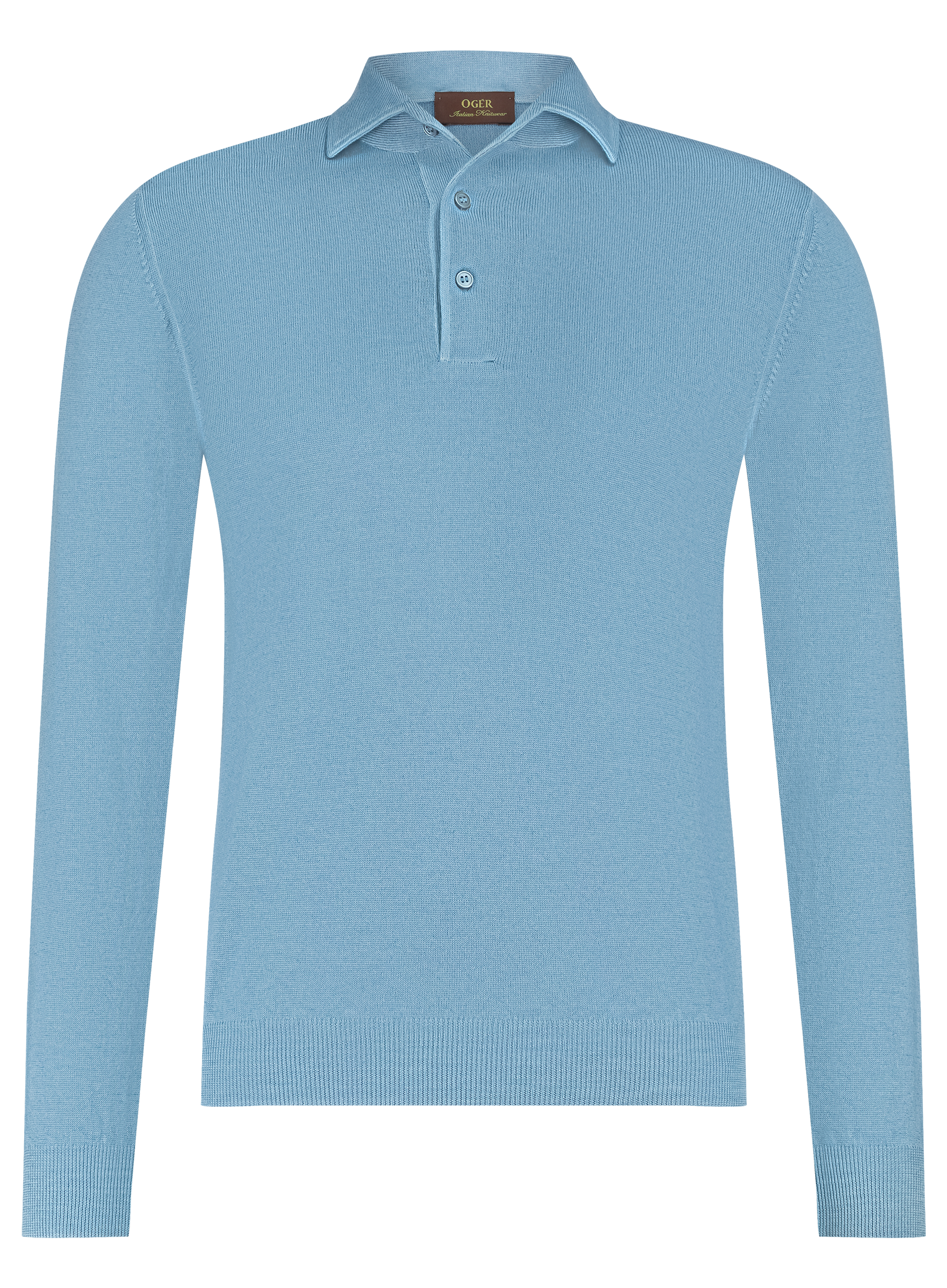 Longsleeve polo van wol | L.Blauw