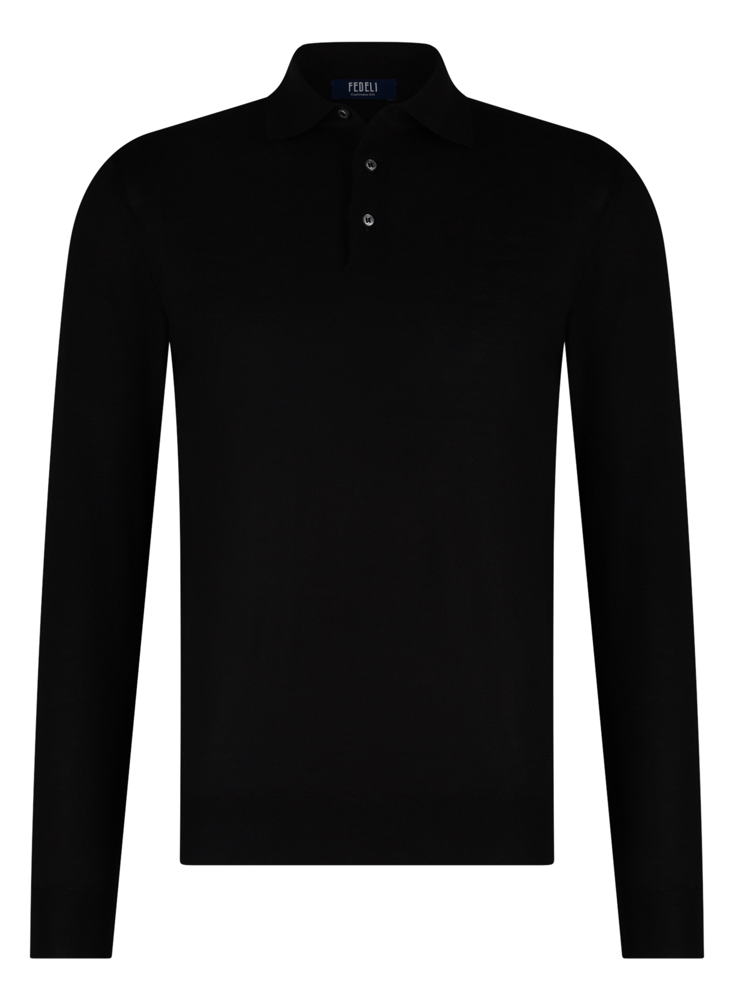 Polo van cashmere en zijde | Zwart