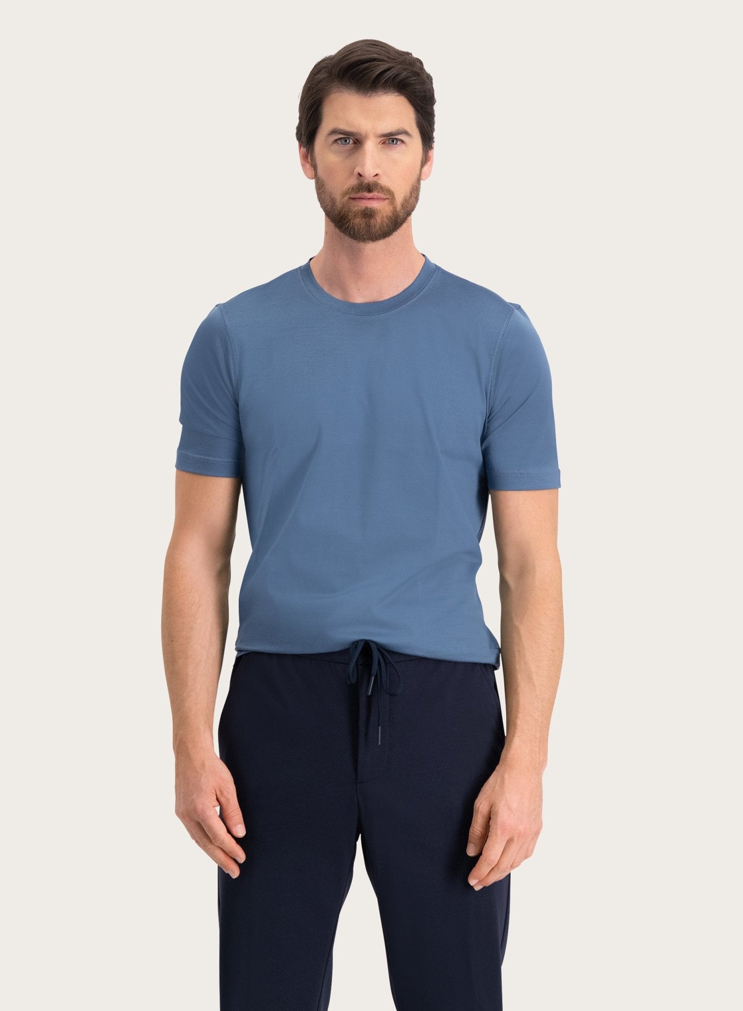 T-shirt van katoen | MID.BLAUW