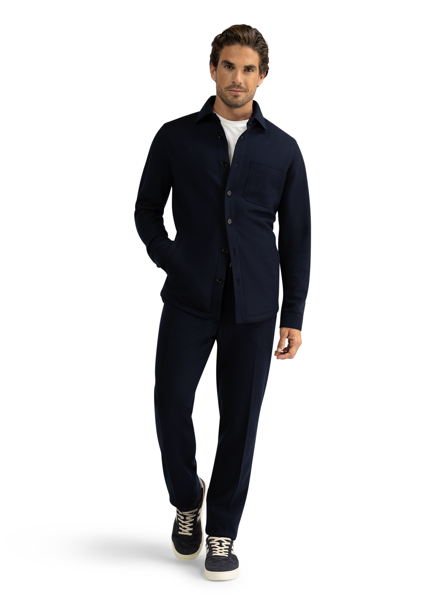 Overshirt van wol en cashmere | BLUE NAVY