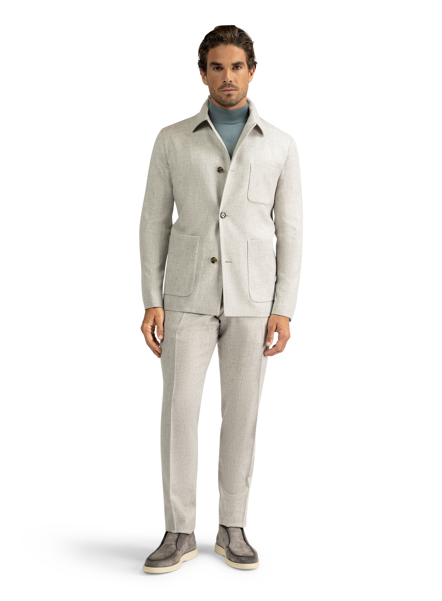 Overshirt van wol en cashmere | L.Grijs