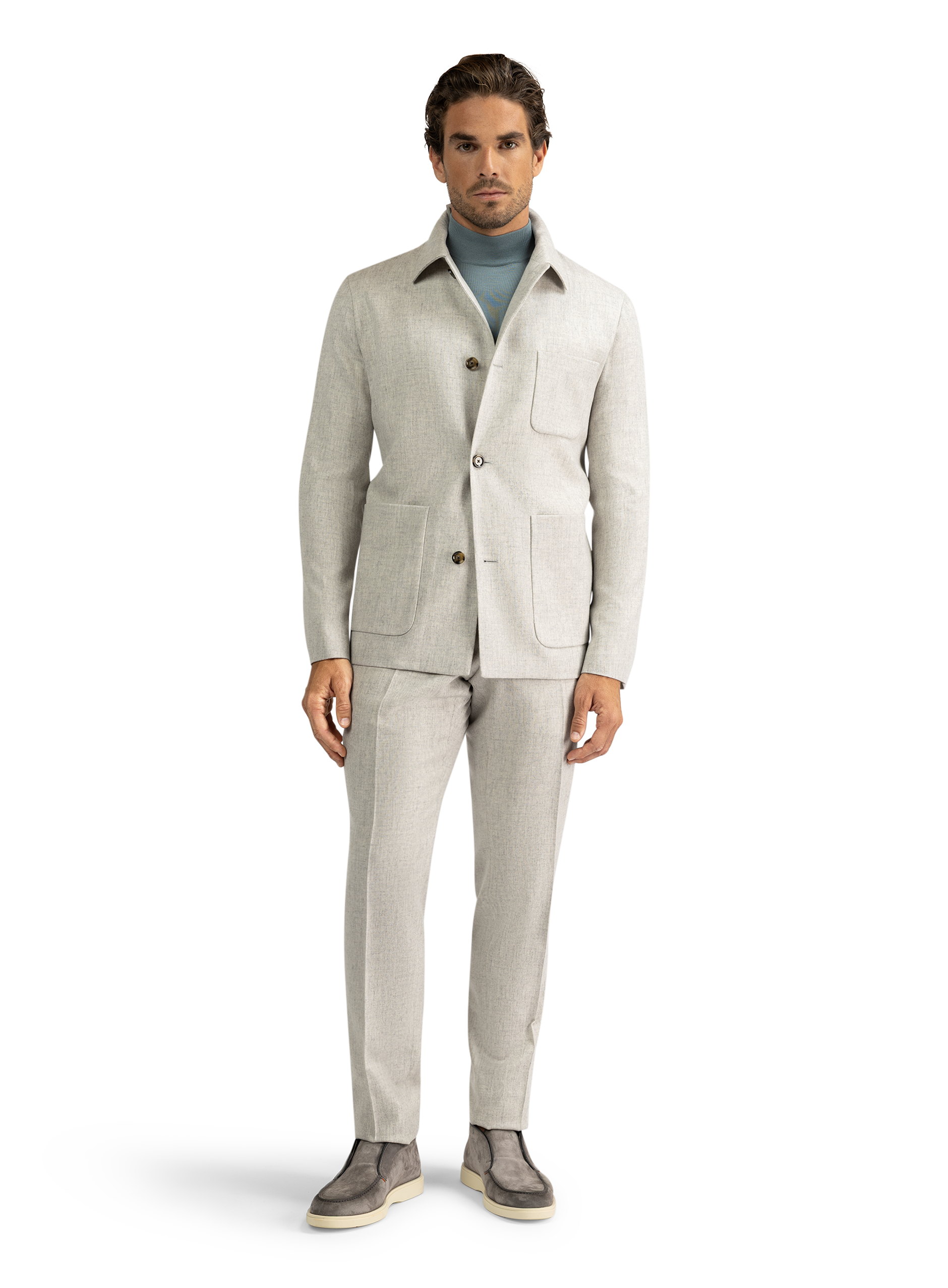 Overshirt van wol en cashmere | L.Grijs