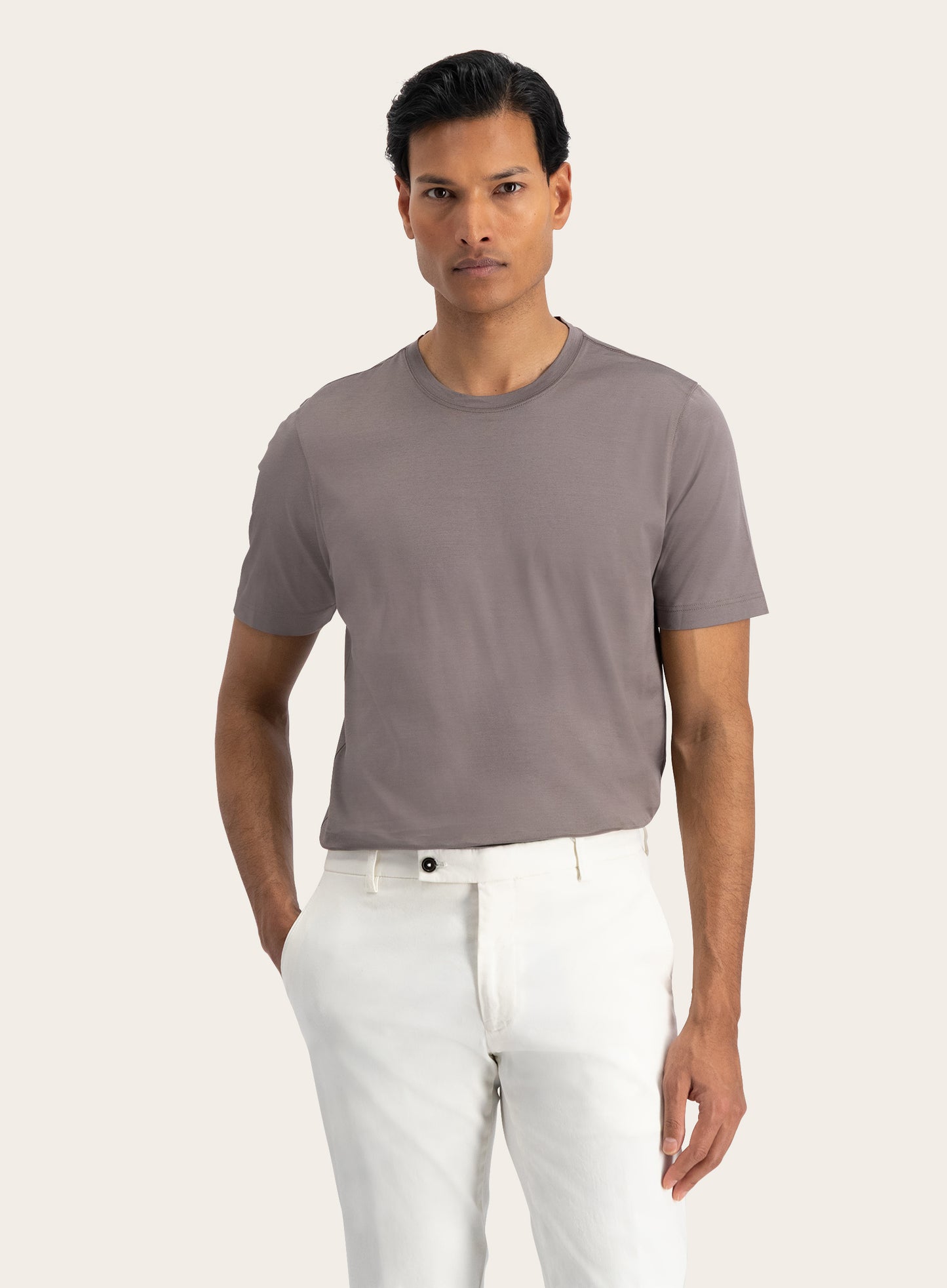 T-shirt van katoen | FULL_WIDTH | TAUPE
