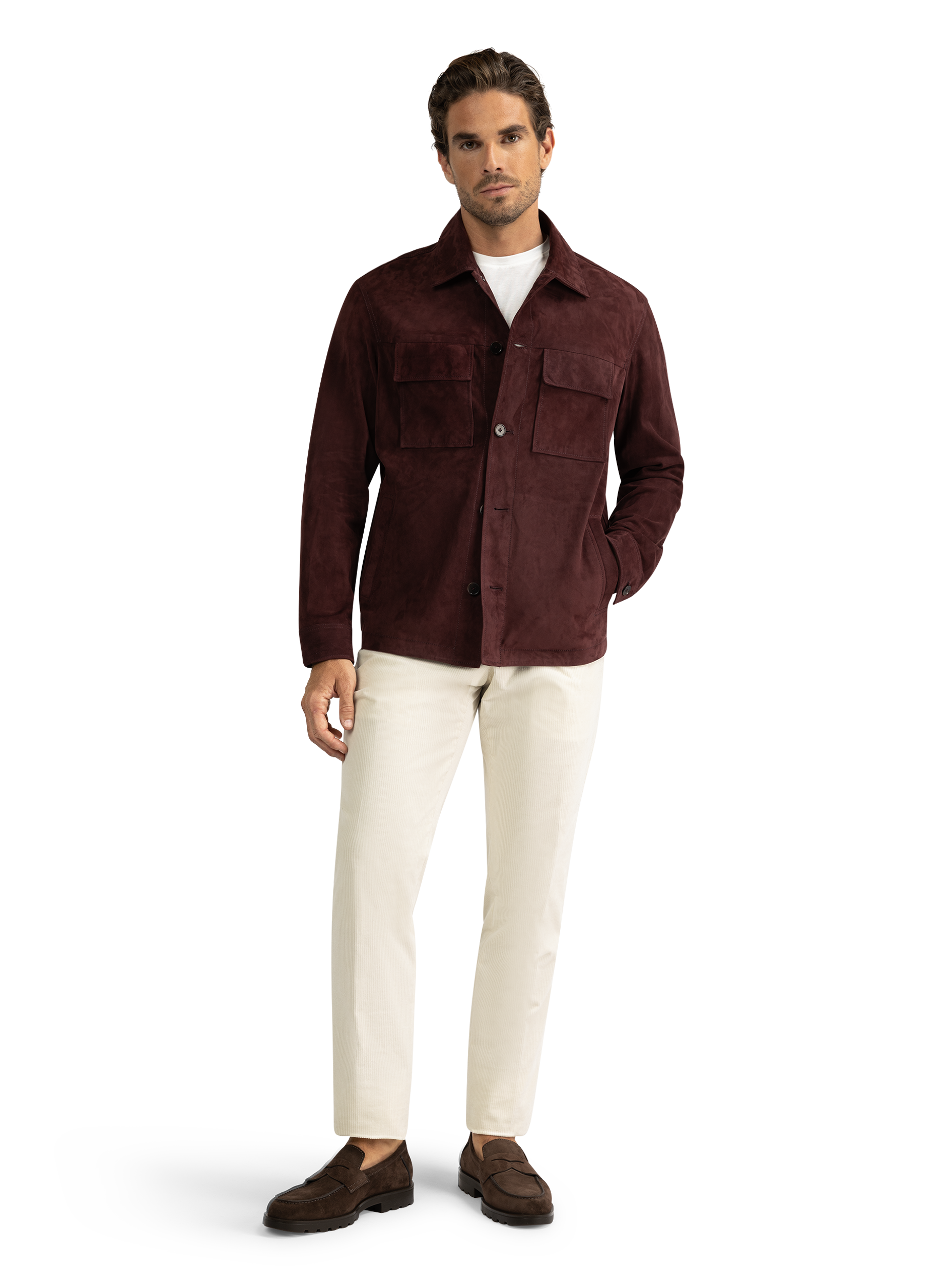 MEX overshirt van suède | DARK BORDEAUX